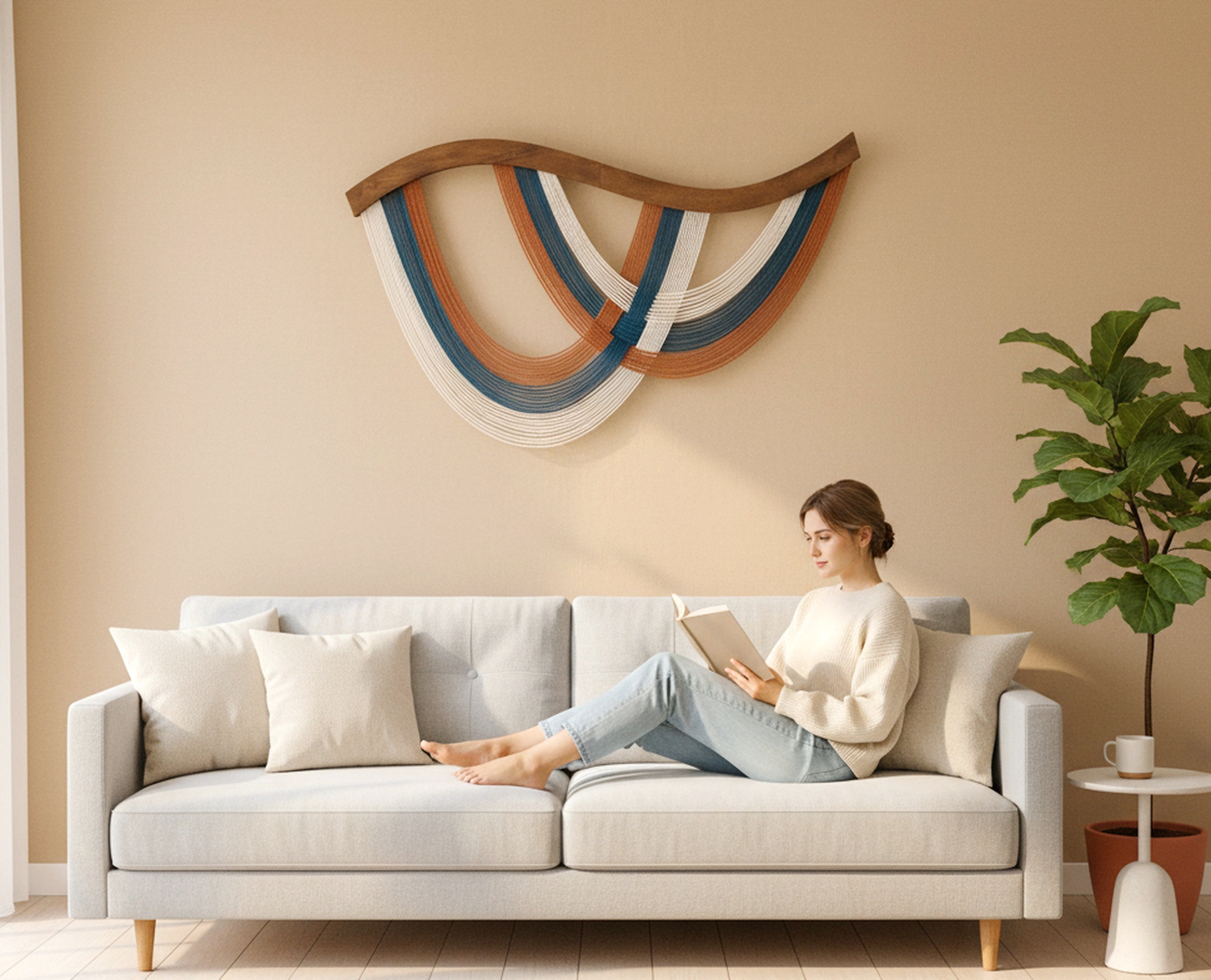 Fiber Macrame Wall Hanging Boho Home Decor V93