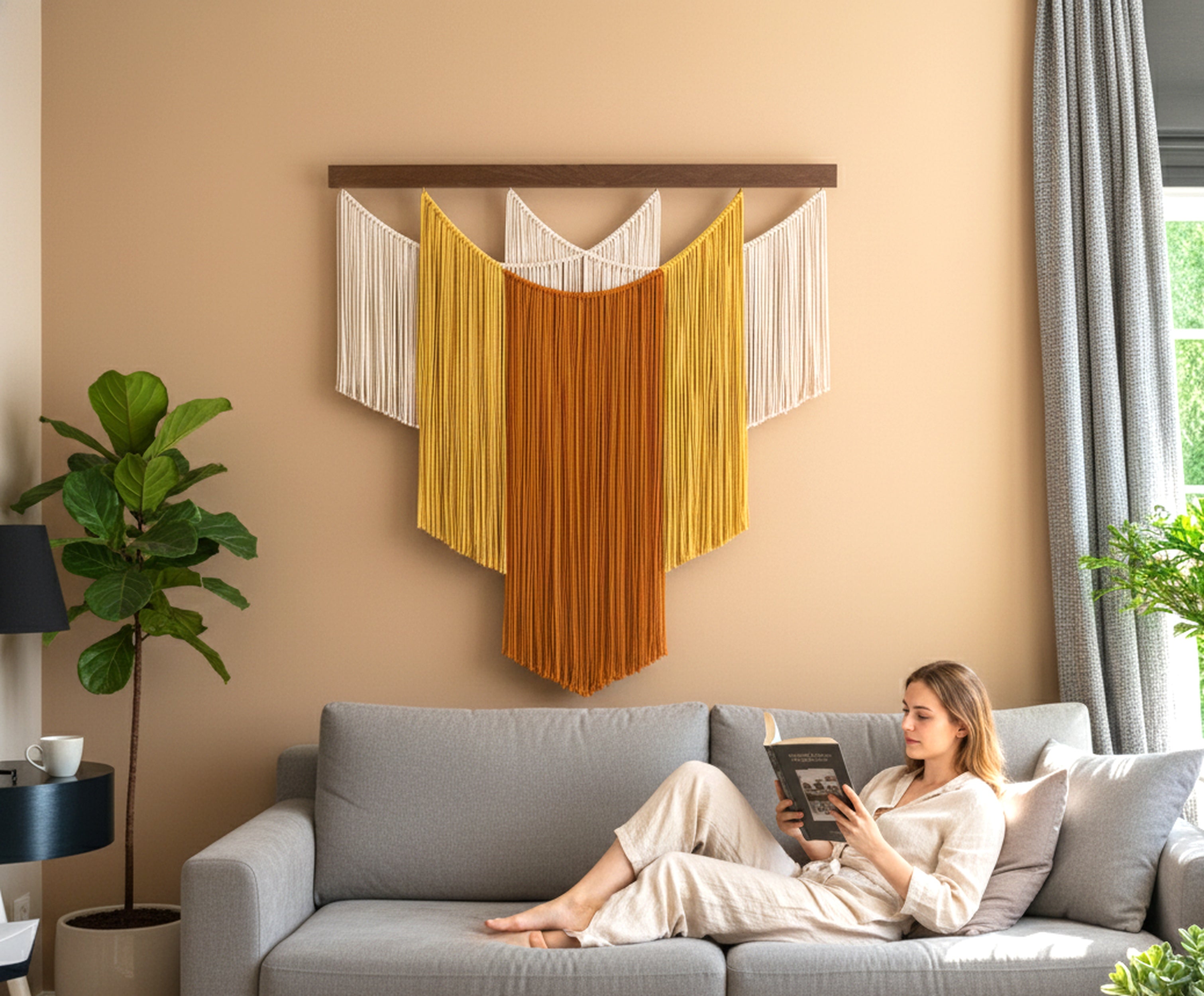 The Shield Macrame Wall Hanging – Boho Layered Fiber Wall Art V83