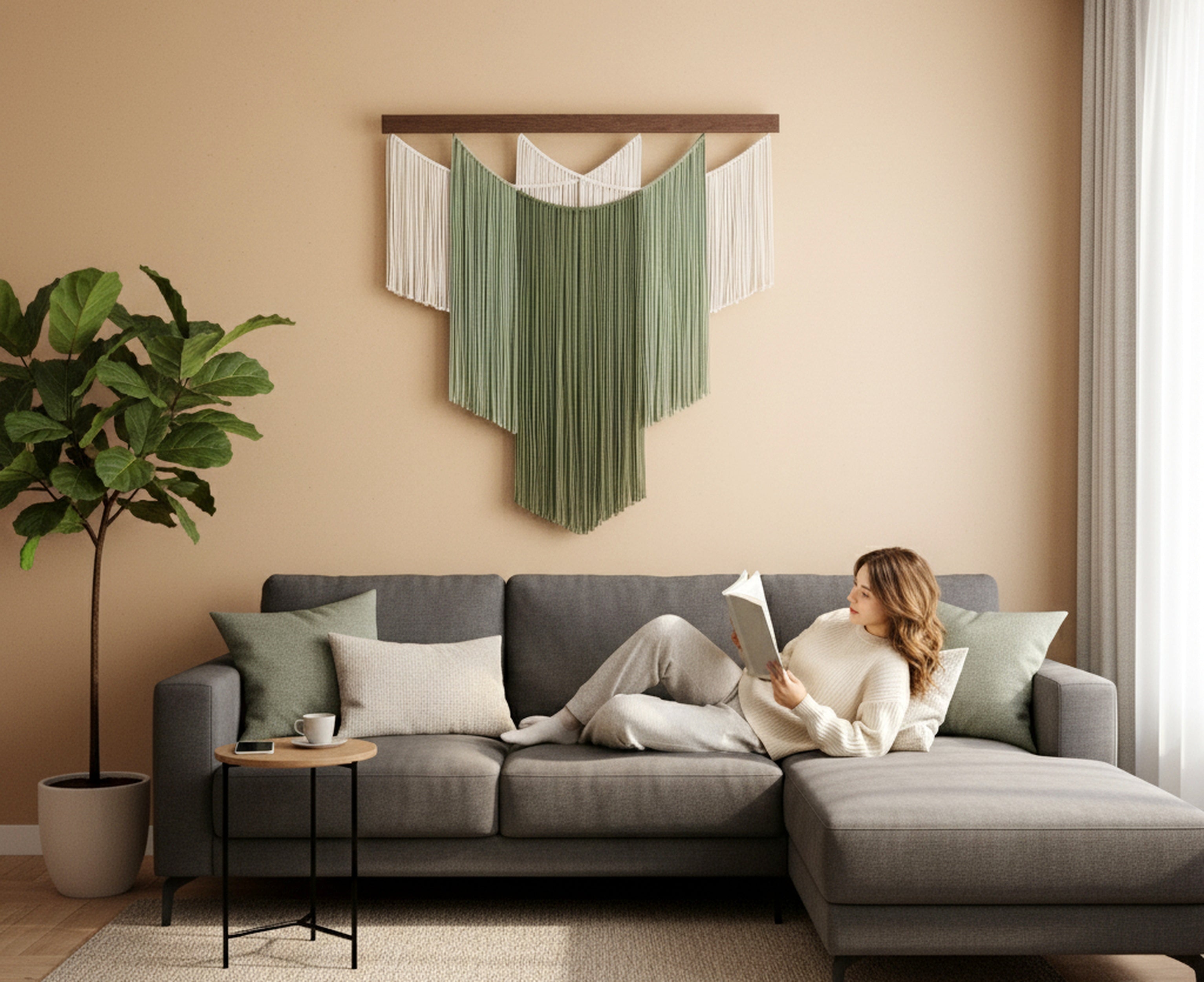 The Shield Macrame Wall Hanging – Boho Layered Fiber Wall Art V83