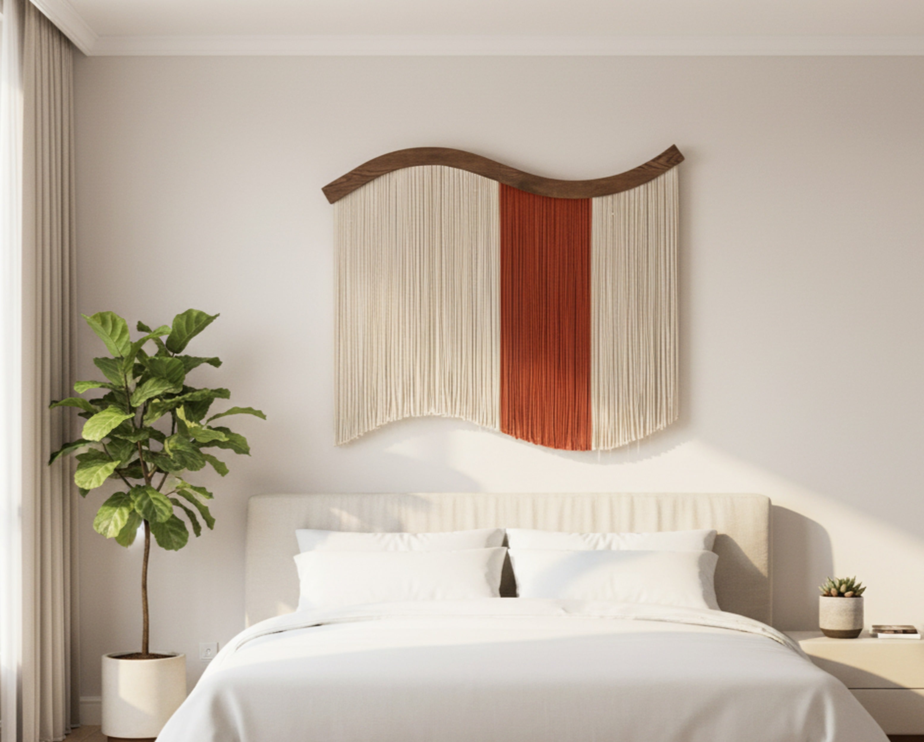 Minimalist Macrame Fiber Wall Hanging Decor U05