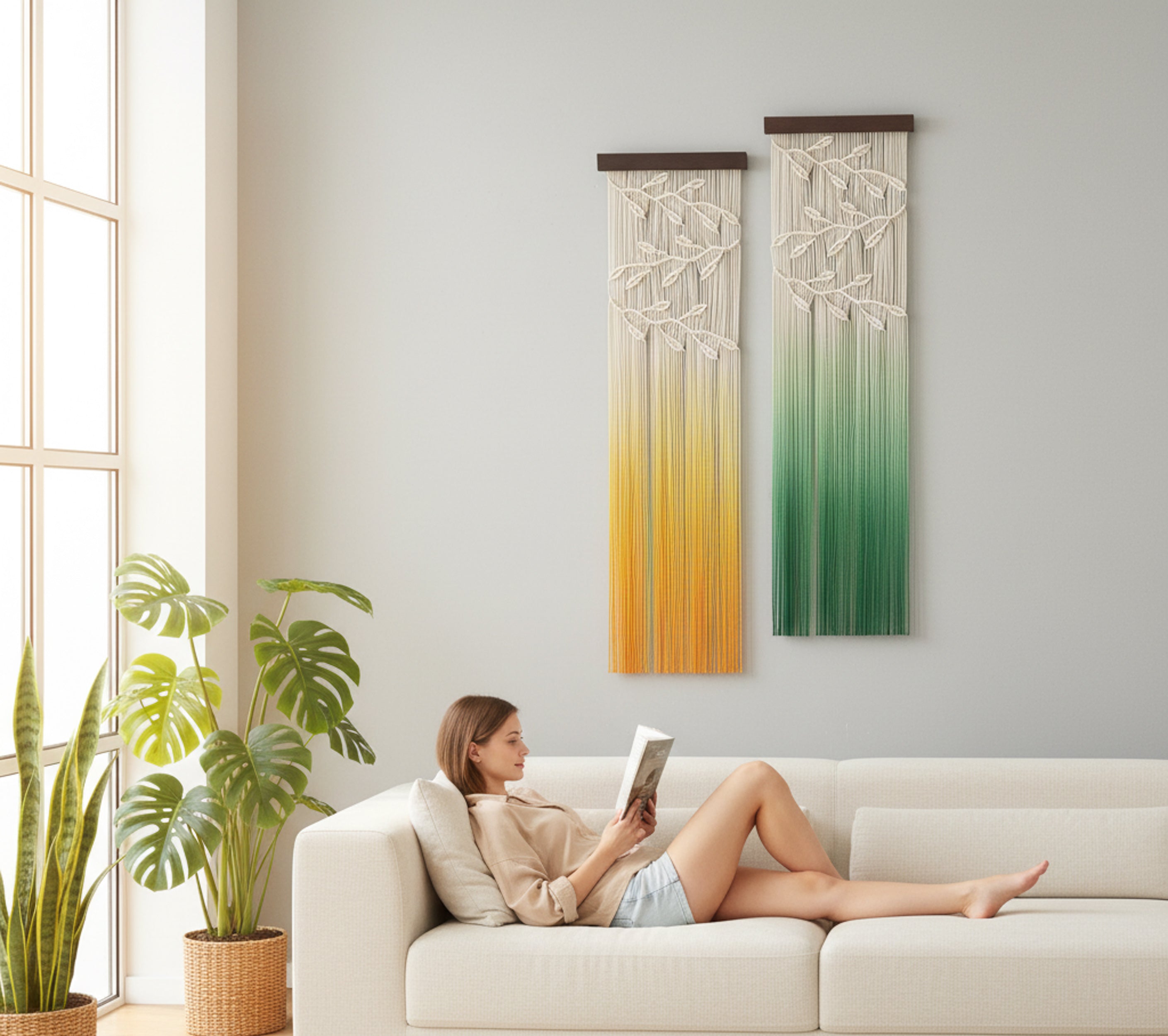 Macrame Fiber Wall Hanging Decor U29