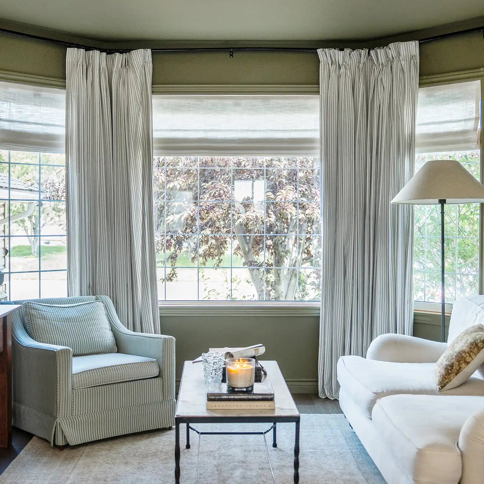 Floral print linen cotton pleated drapery for elegant insulated style