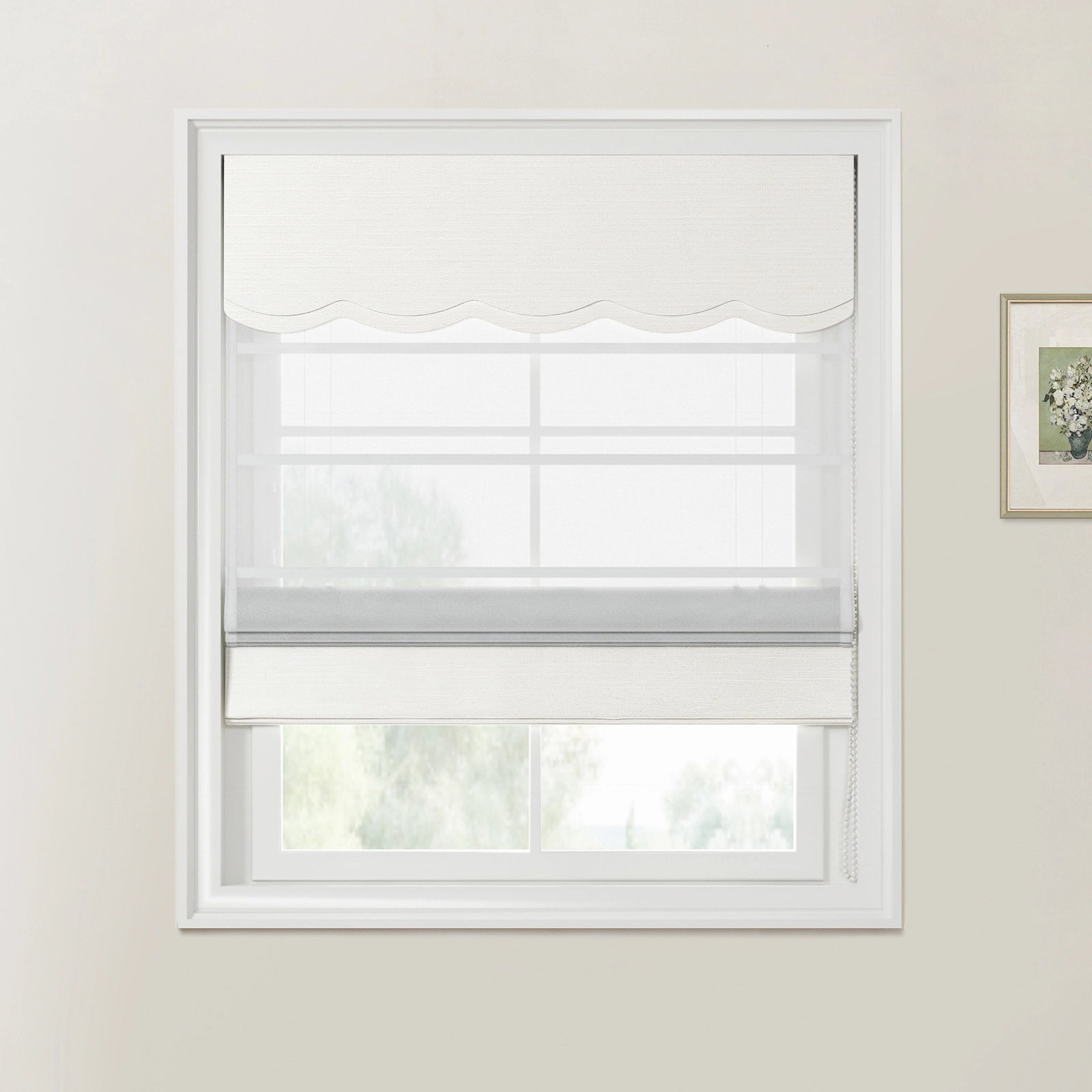 Jawara Linen Cotton Valanced Day Night Roman Shade Cord Lift -TWOPAGES