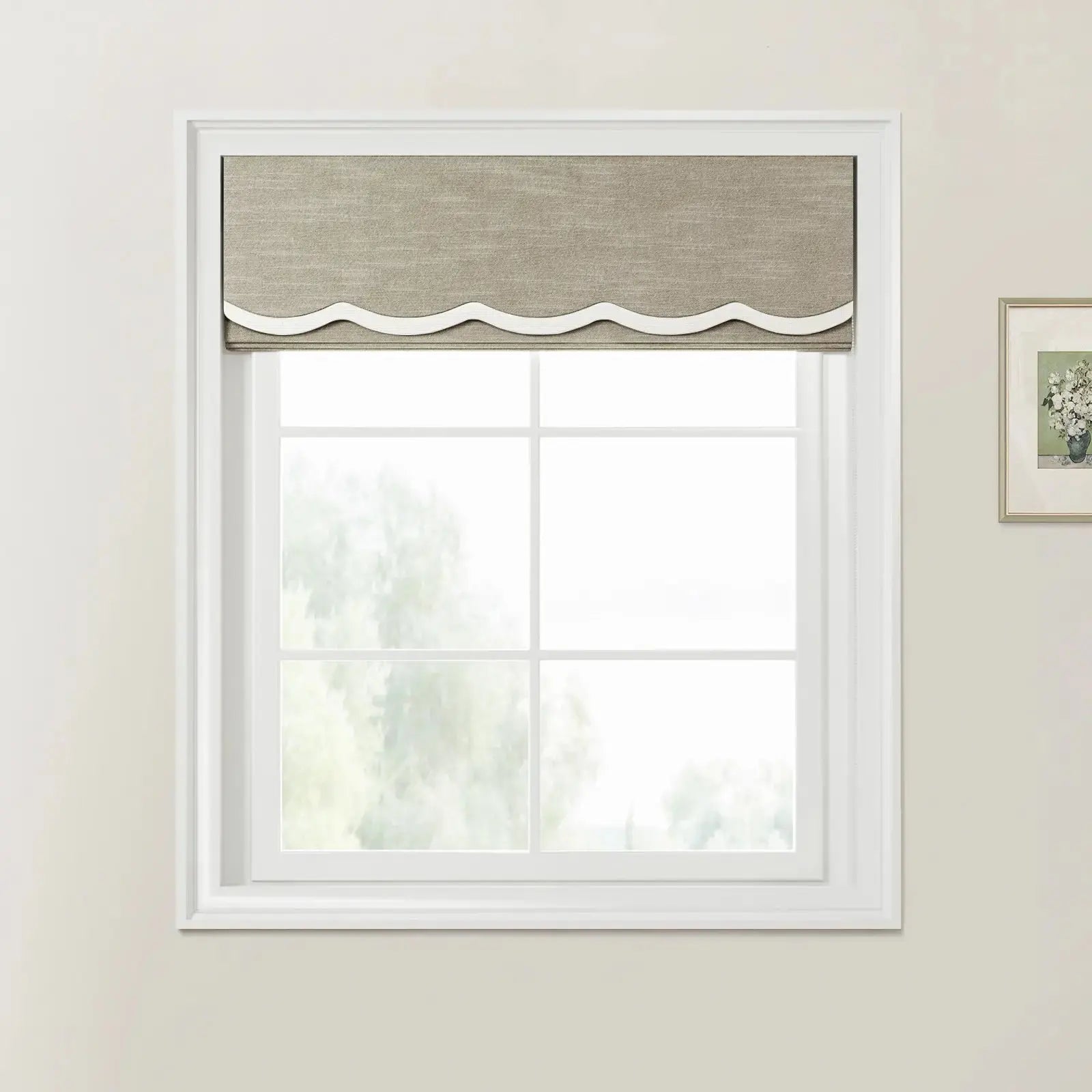 Jawara Linen Cotton Valanced Day Night Roman Shade Cord Lift -TWOPAGES