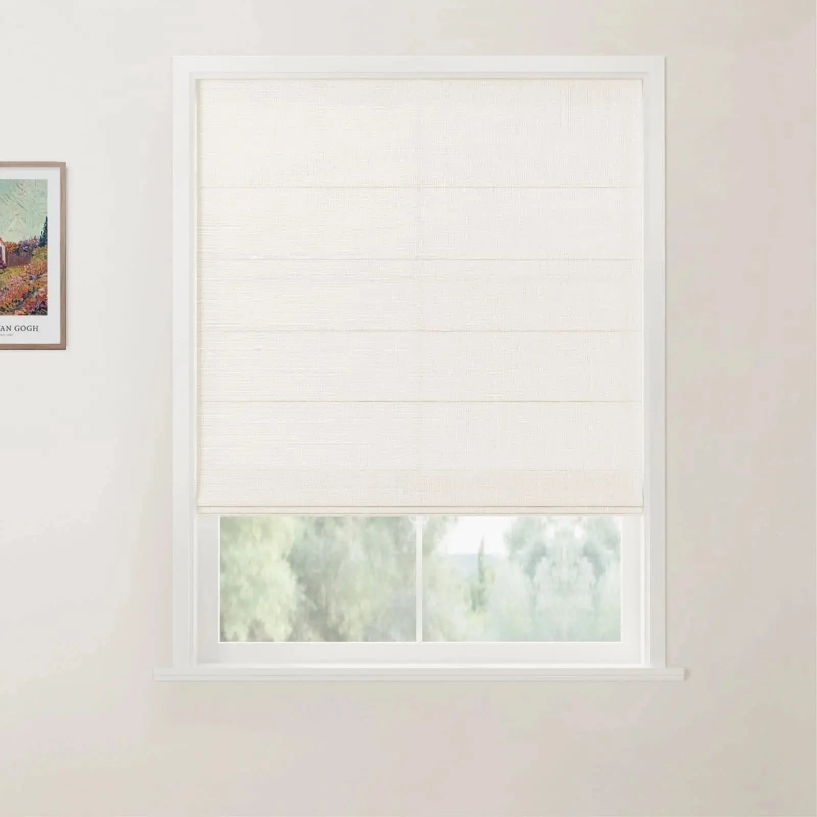 Custom Linen Back Slat Roman Shades Cordless -TWOPAGES