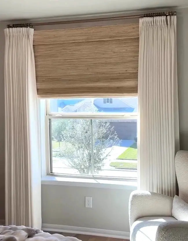 Natural Ramie Bamboo Woven Shade - Beige Brown -TWOPAGES CURTAINS