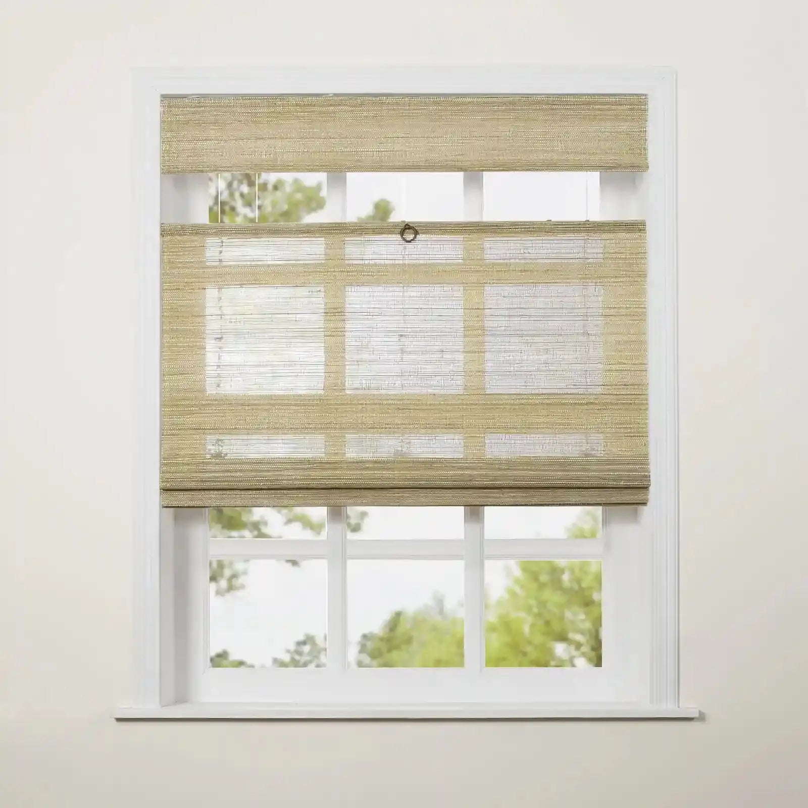 Natural Ramie Top Down Bottom Up Woven Wood Shade Cordless - Coconut -TWOPAGES CURTAINS