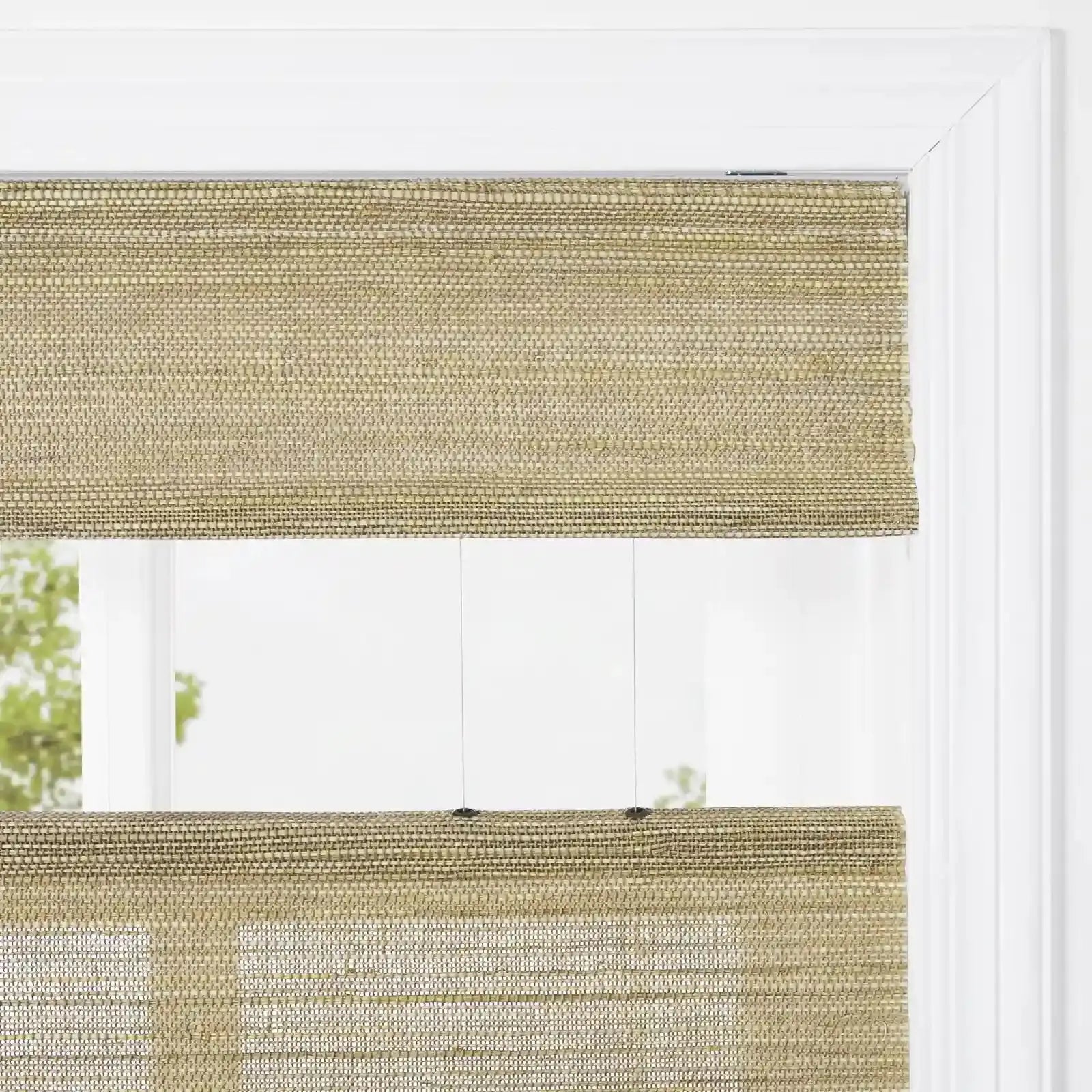 Natural Ramie Top Down Bottom Up Woven Wood Shade Cordless - Coconut -TWOPAGES CURTAINS