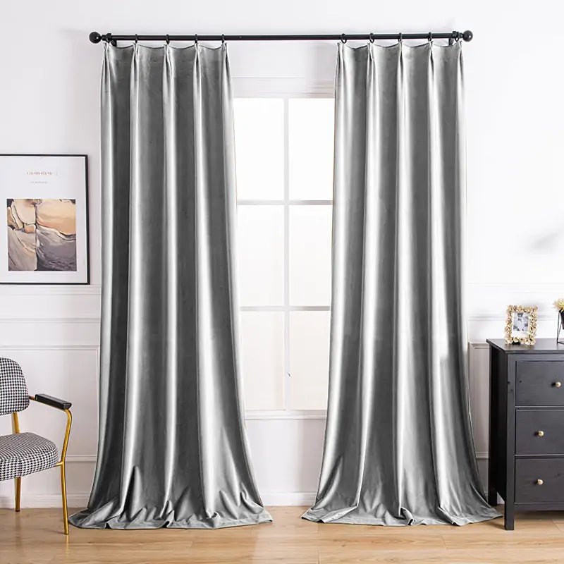 Red velvet pinch pleat luxury drapes with blackout insulation for rich style