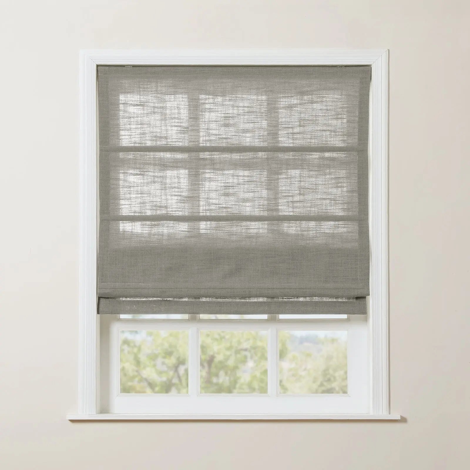 Liz Linen Roman Shade Cordless - Wooden Headrail TWOPAGES