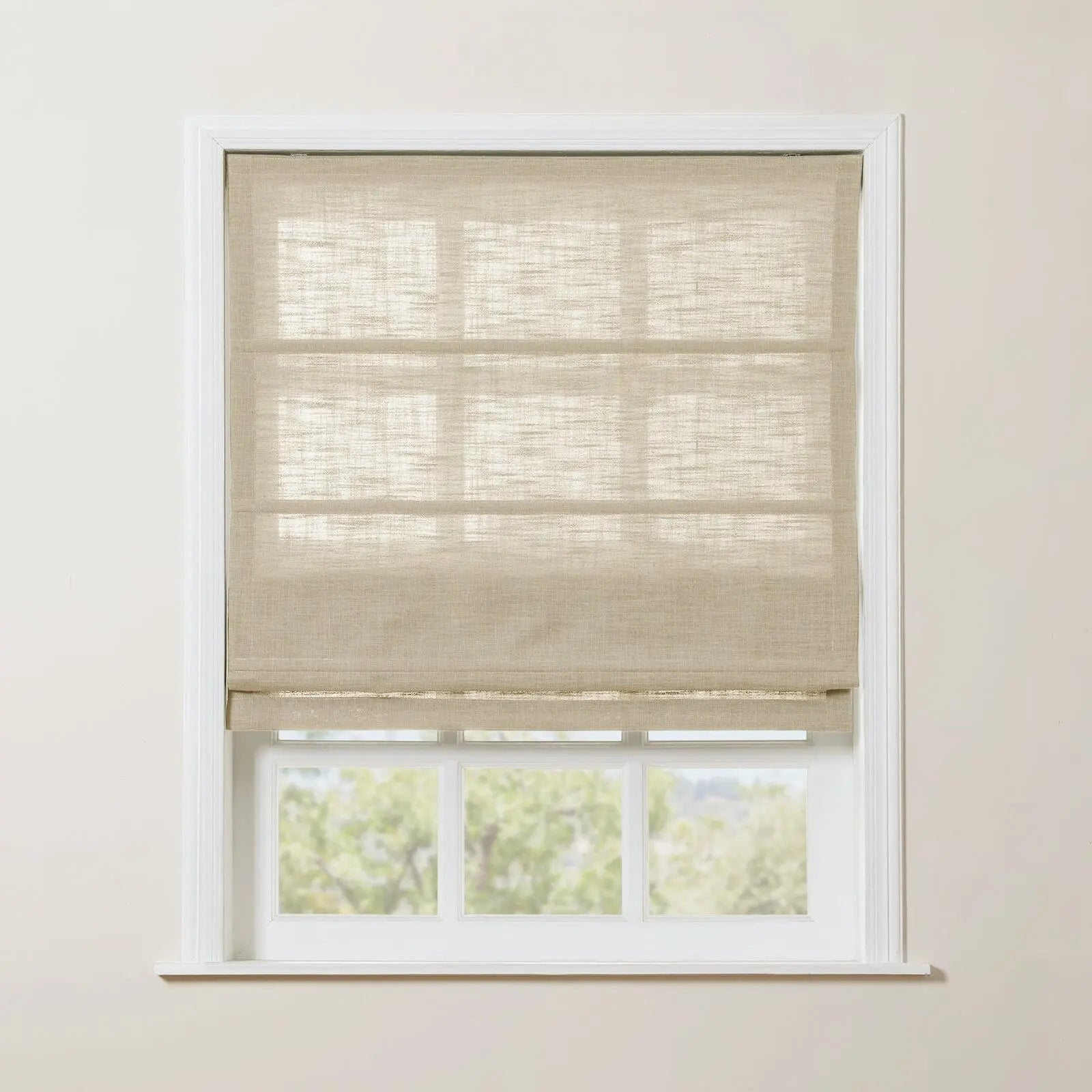 Liz Linen Roman Shade Cordless - Wooden Headrail TWOPAGES