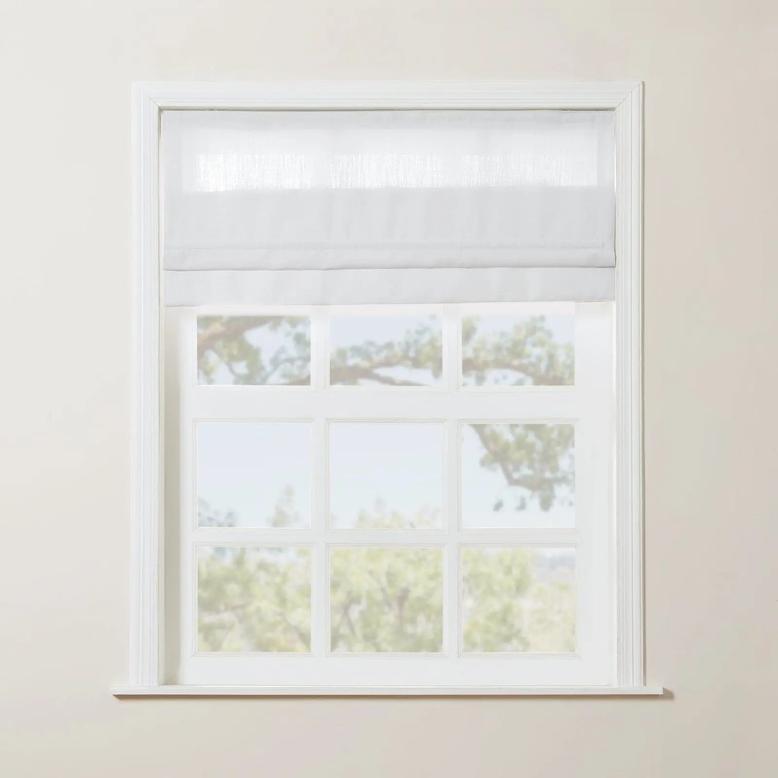 Liz Linen Roman Shade Cordless - Wooden Headrail TWOPAGES