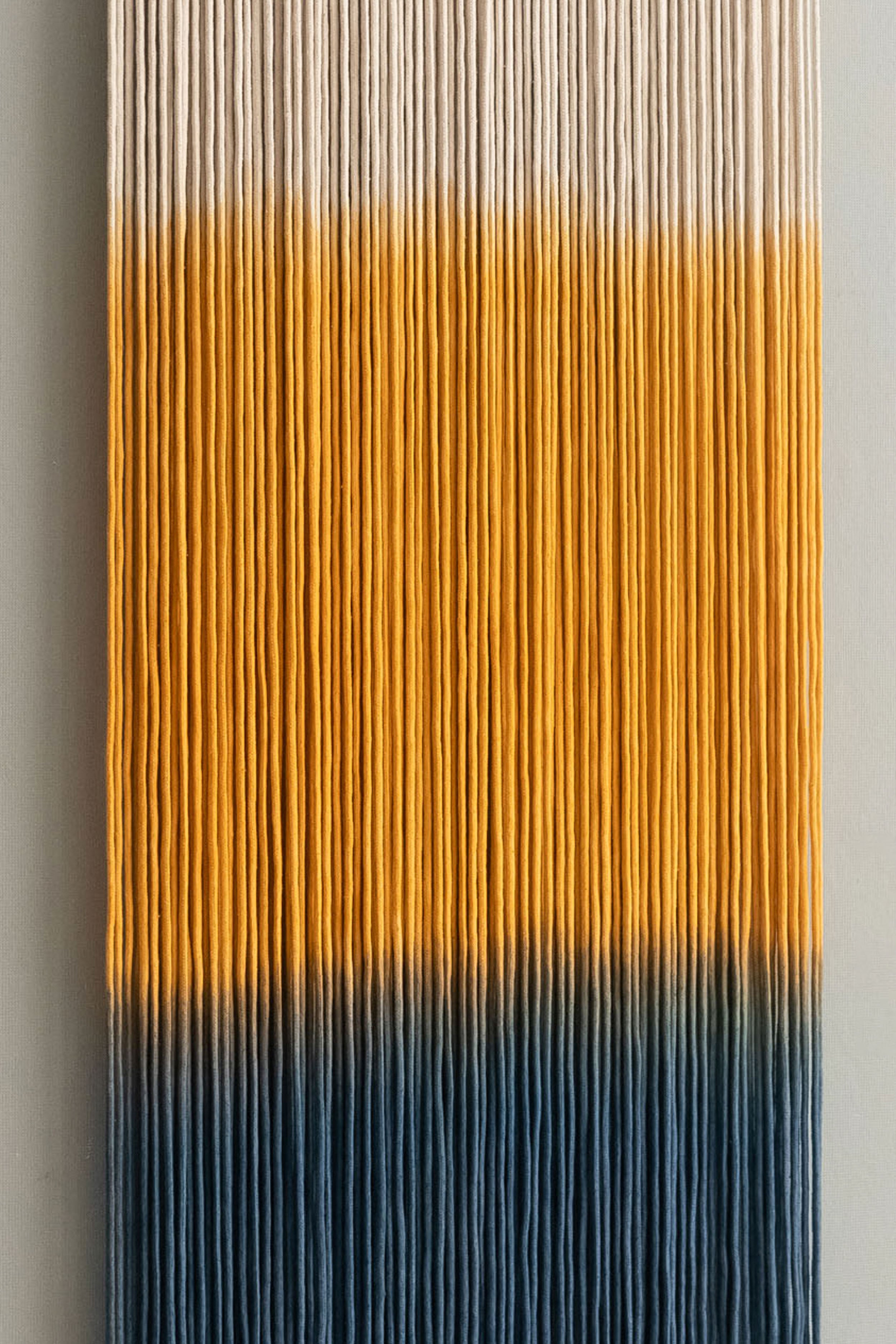 Dip Dyed Macrame Wall Hanging with Natural Wood, Handmade Boho Wall Decor