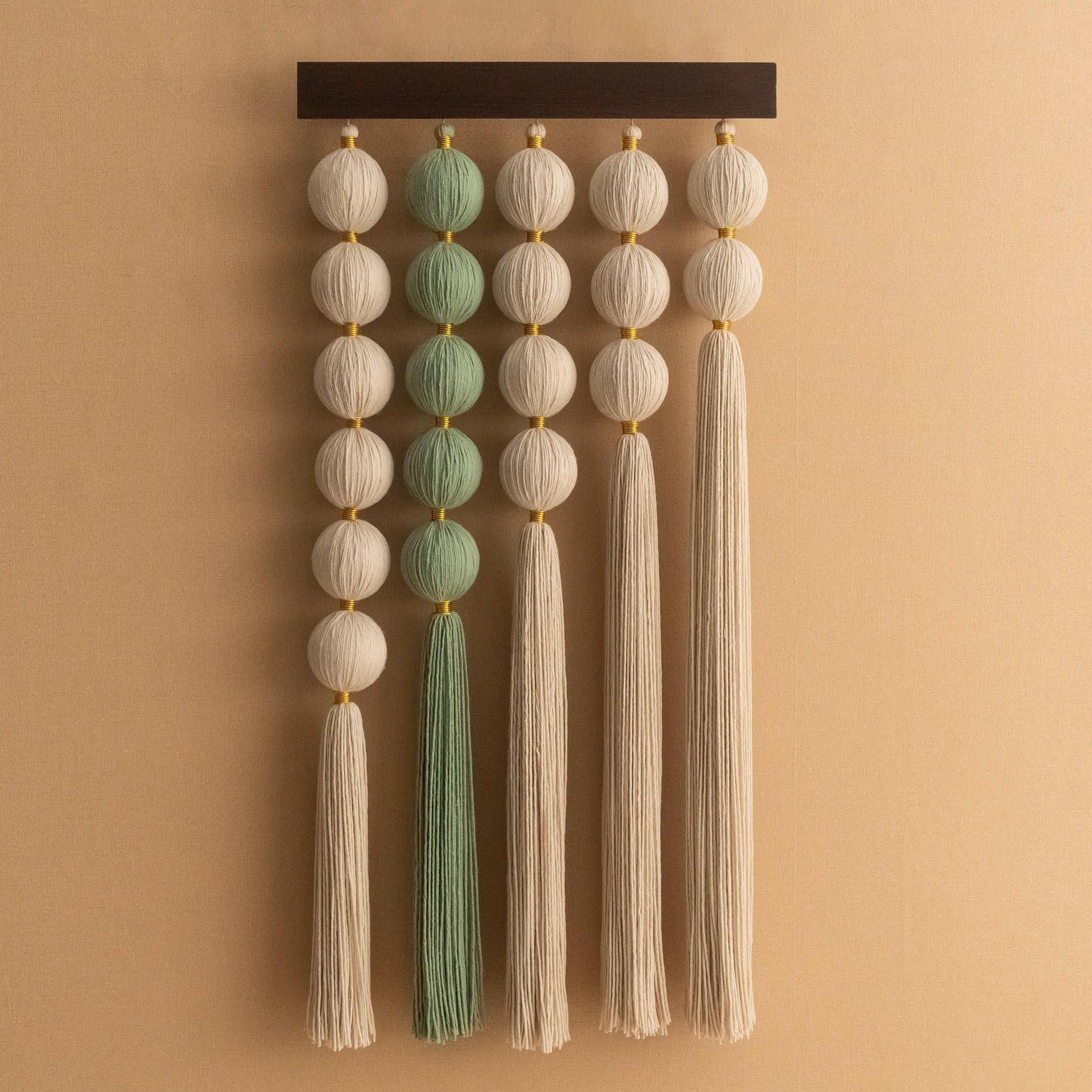 Handmade Macrame Wall Hanging with Natural Wood, Boho Fiber Wall Decor