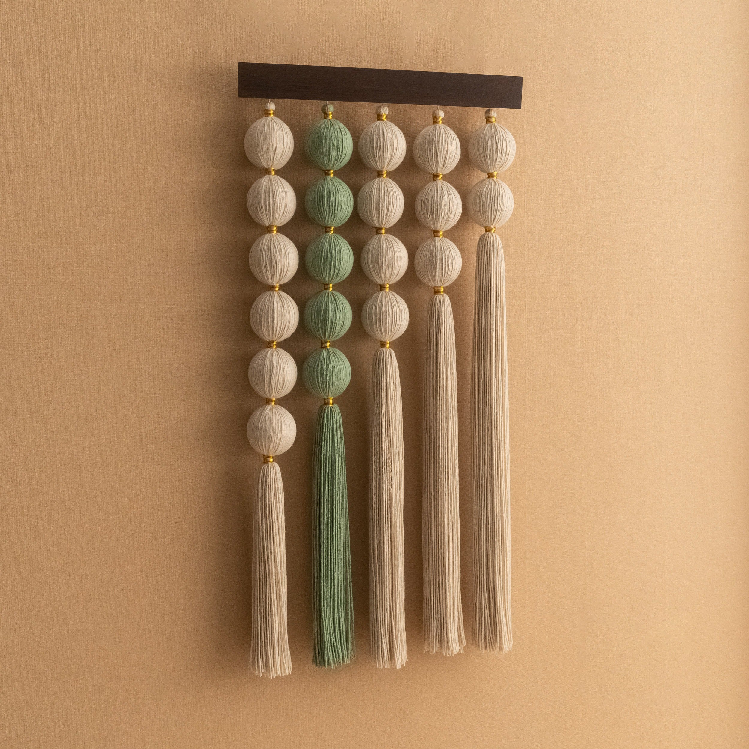 Handmade Macrame Wall Hanging with Natural Wood, Boho Fiber Wall Decor