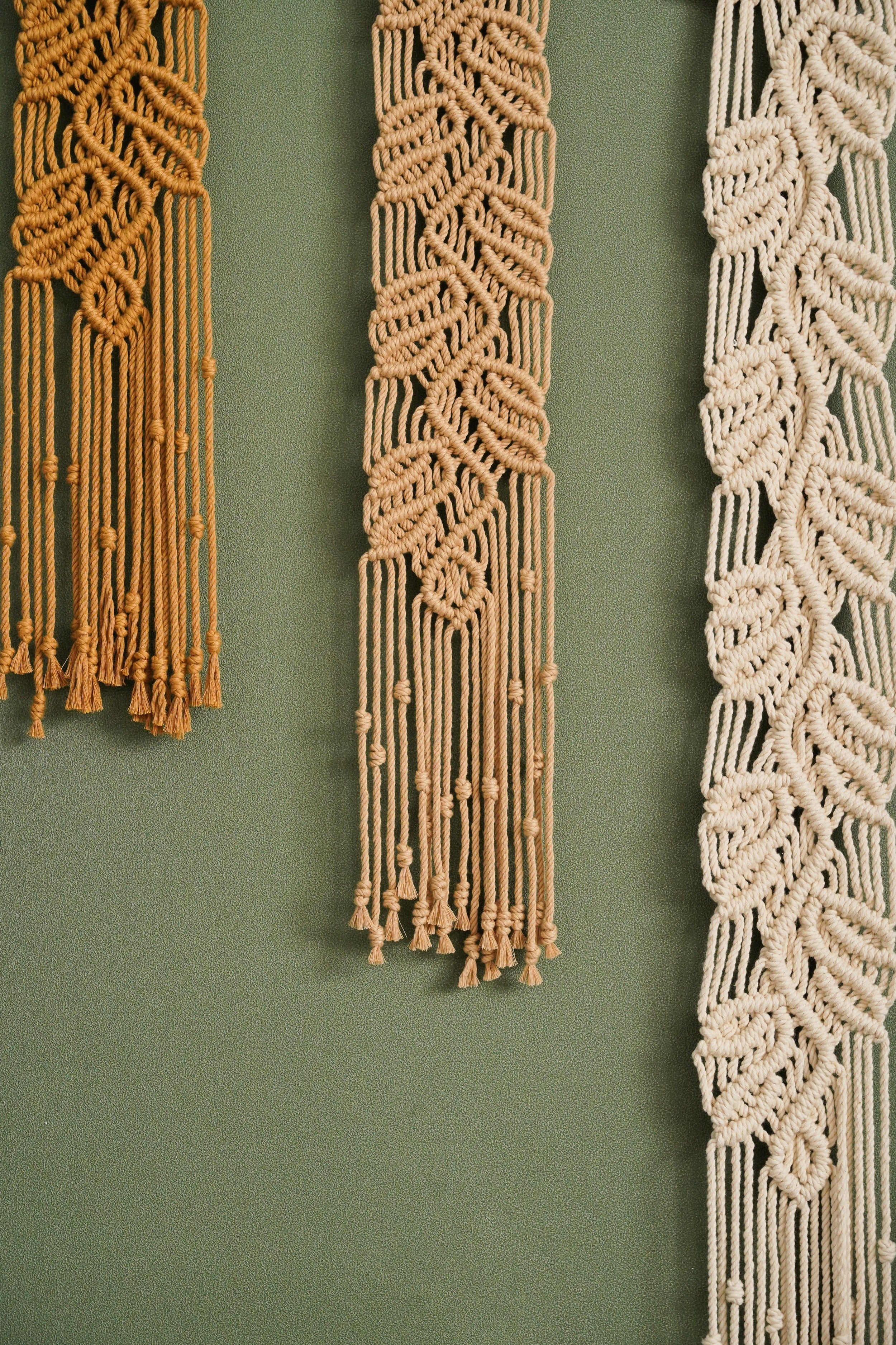 Handmade Macrame Leaf Wall Hanging, Cotton Boho Fiber Wall Decor