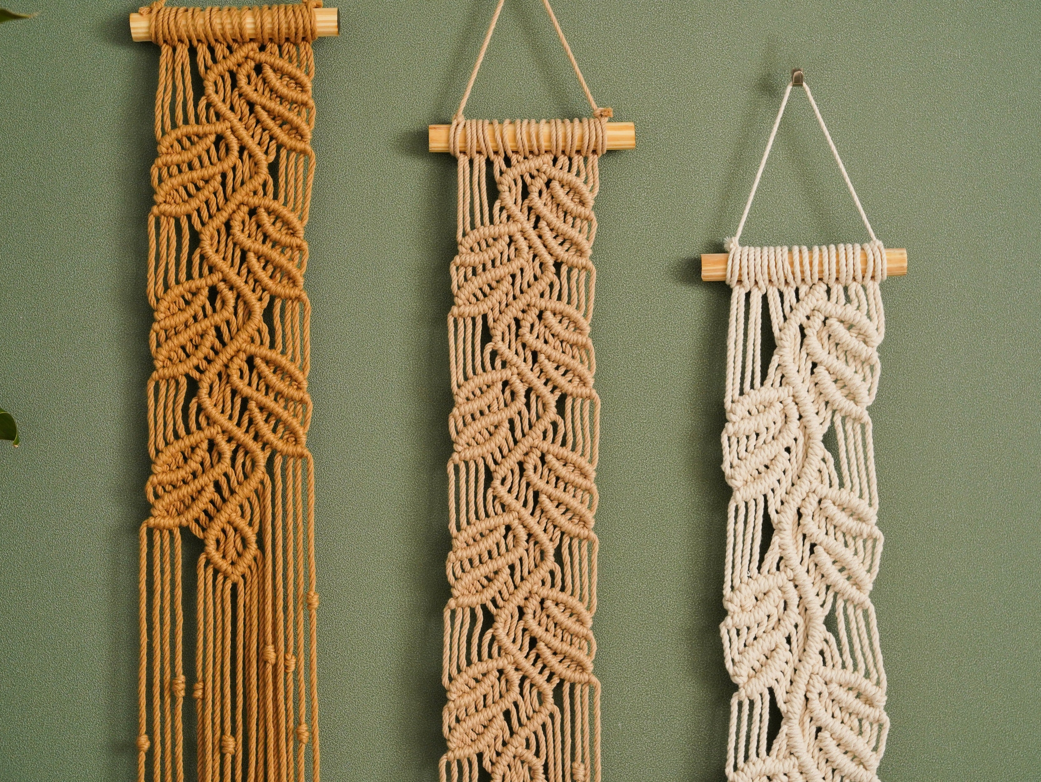 Handmade Macrame Leaf Wall Hanging, Cotton Boho Fiber Wall Decor