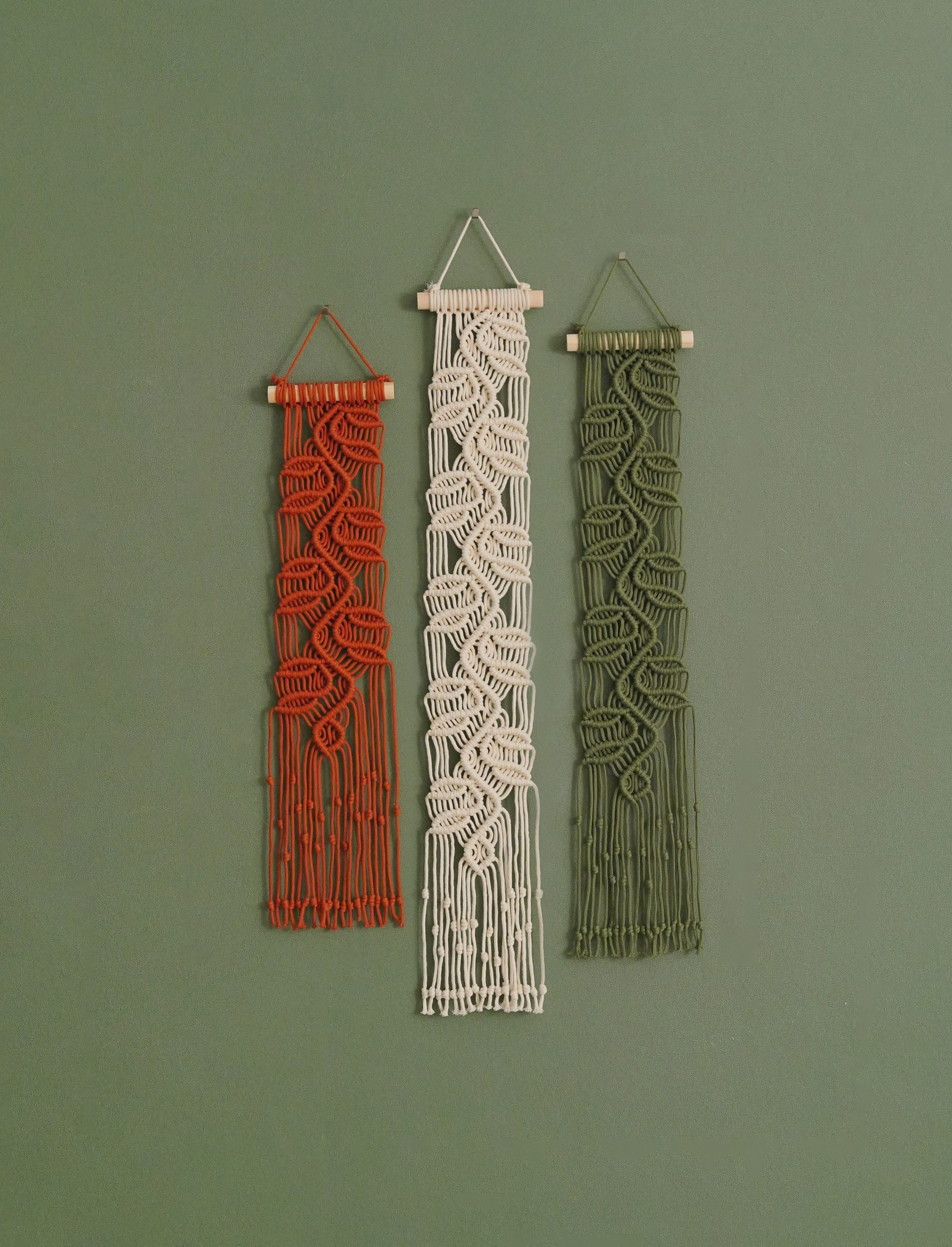 Macrame Leaf Wall Hanging, Handcrafted Cotton Boho Wall Art