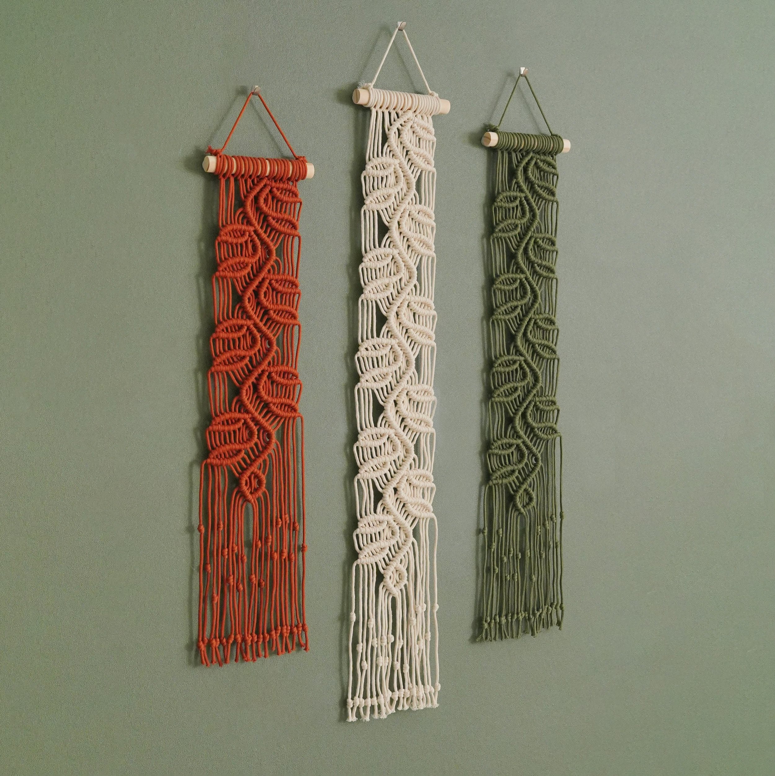 Macrame Leaf Wall Hanging, Handcrafted Cotton Boho Wall Art