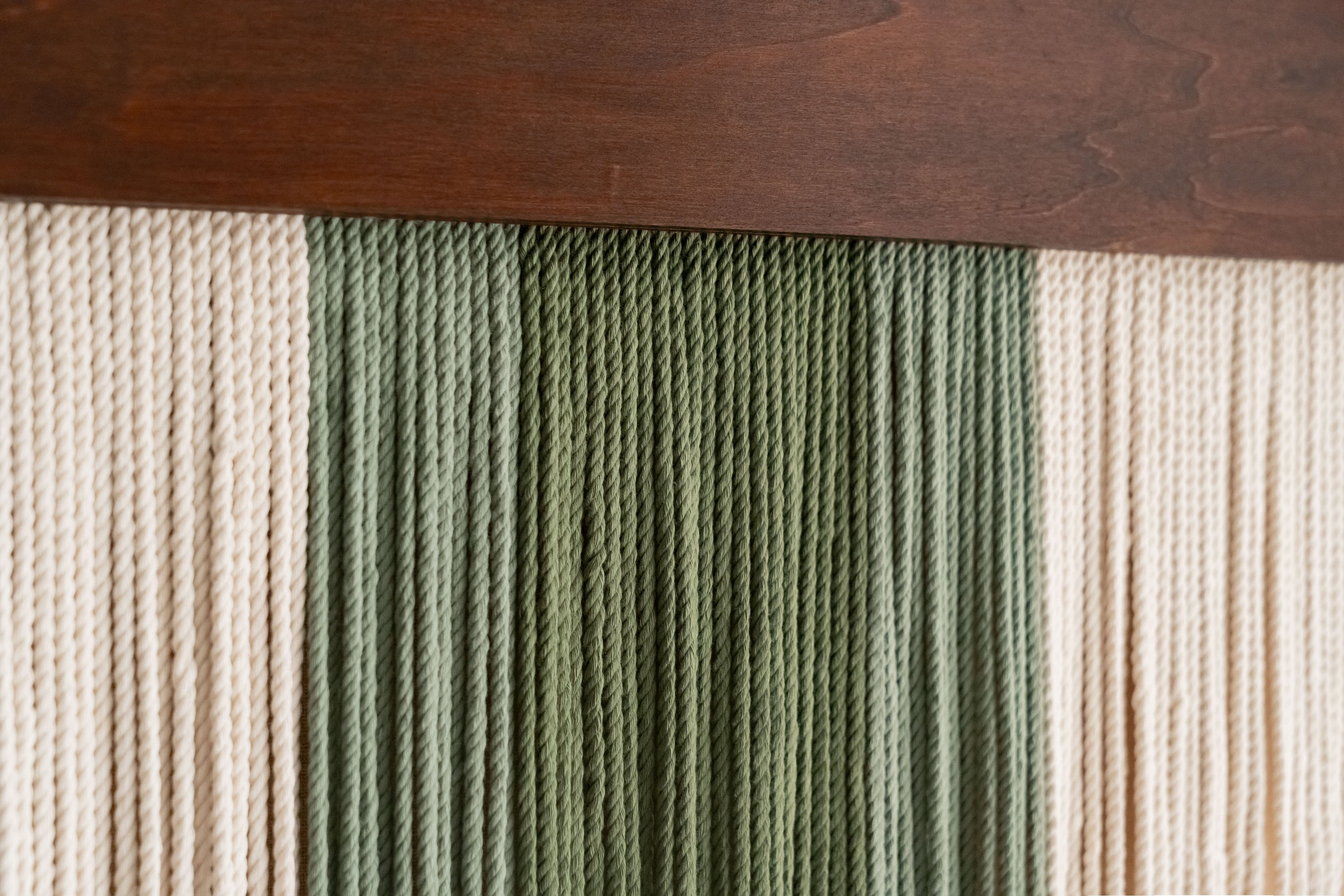 Boho Semi Circle Macrame Wall Hanging Green Cream V60