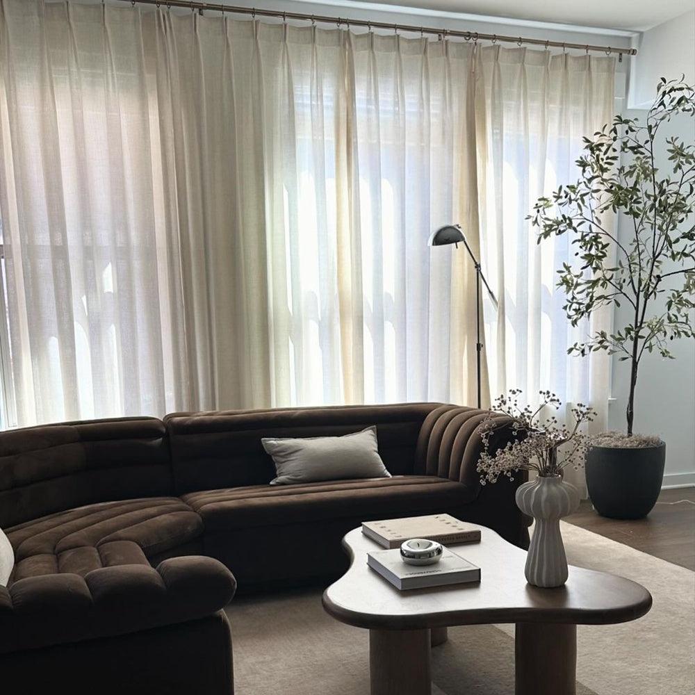 linen texture pleated drapery for elegant insulated living spaces