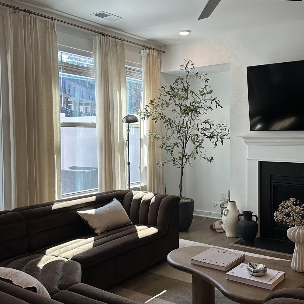 linen texture pleated drapery for elegant insulated living spaces