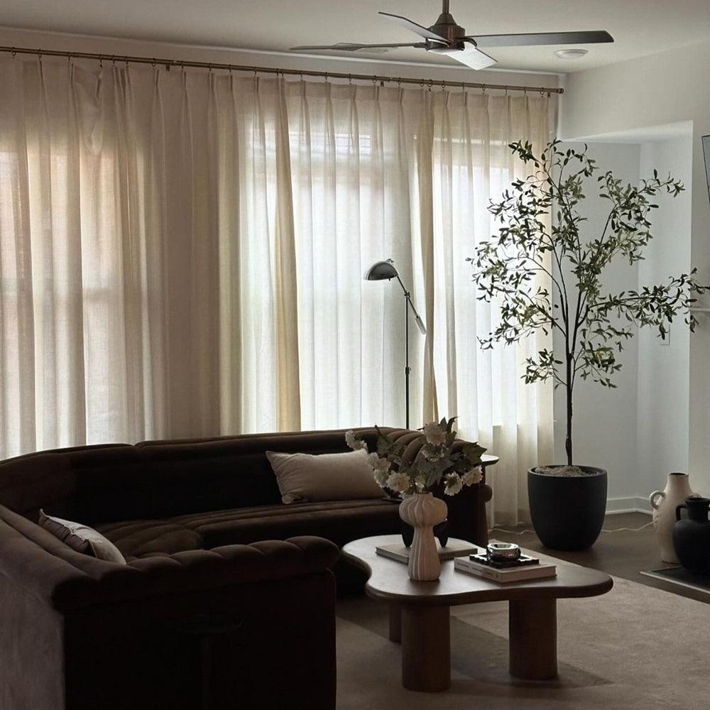 linen texture pleated drapery for elegant insulated living spaces