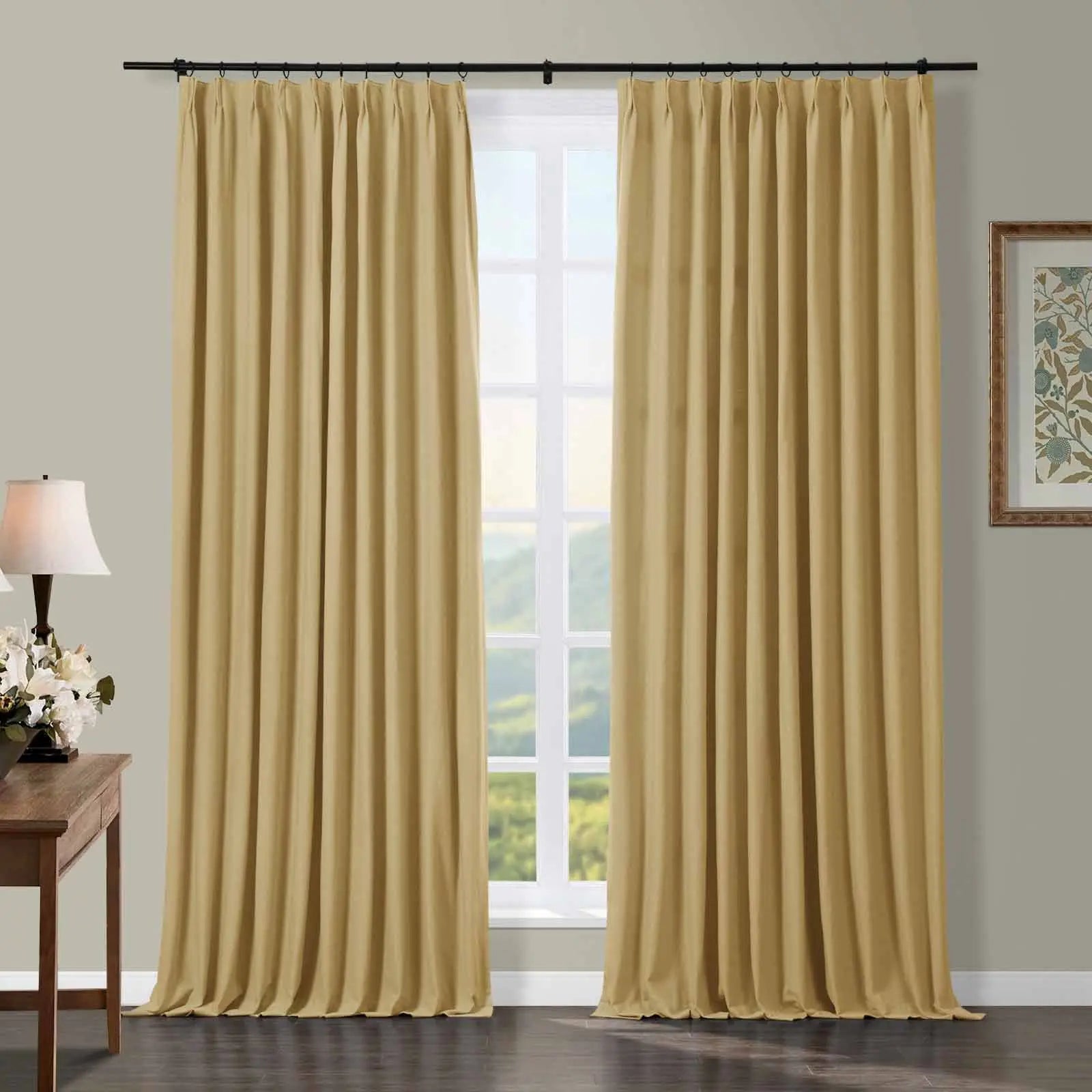 Broad 100% Cotton Plain Weave Curtain Pleated - TWOPAGES