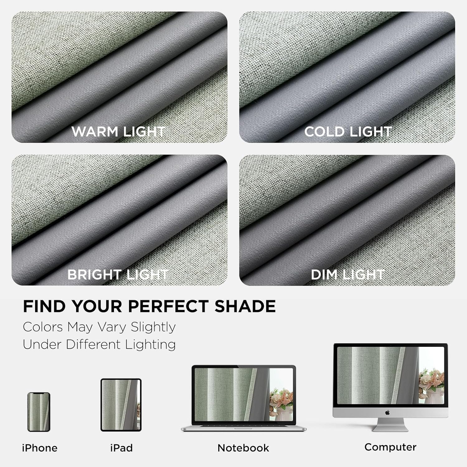 Sage Green Textured Blackout Curtains Thermal Long Drapes