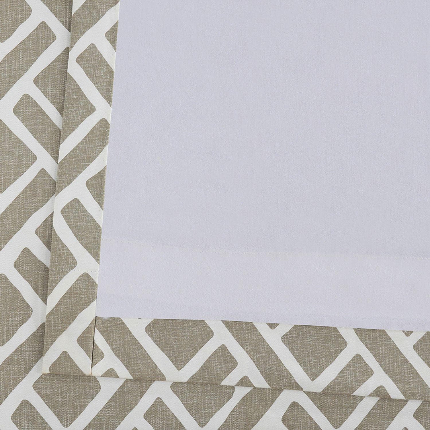Martinique Taupe Geometric Printed Cotton Curtain Modern Room Darkening Drapes for Interiors