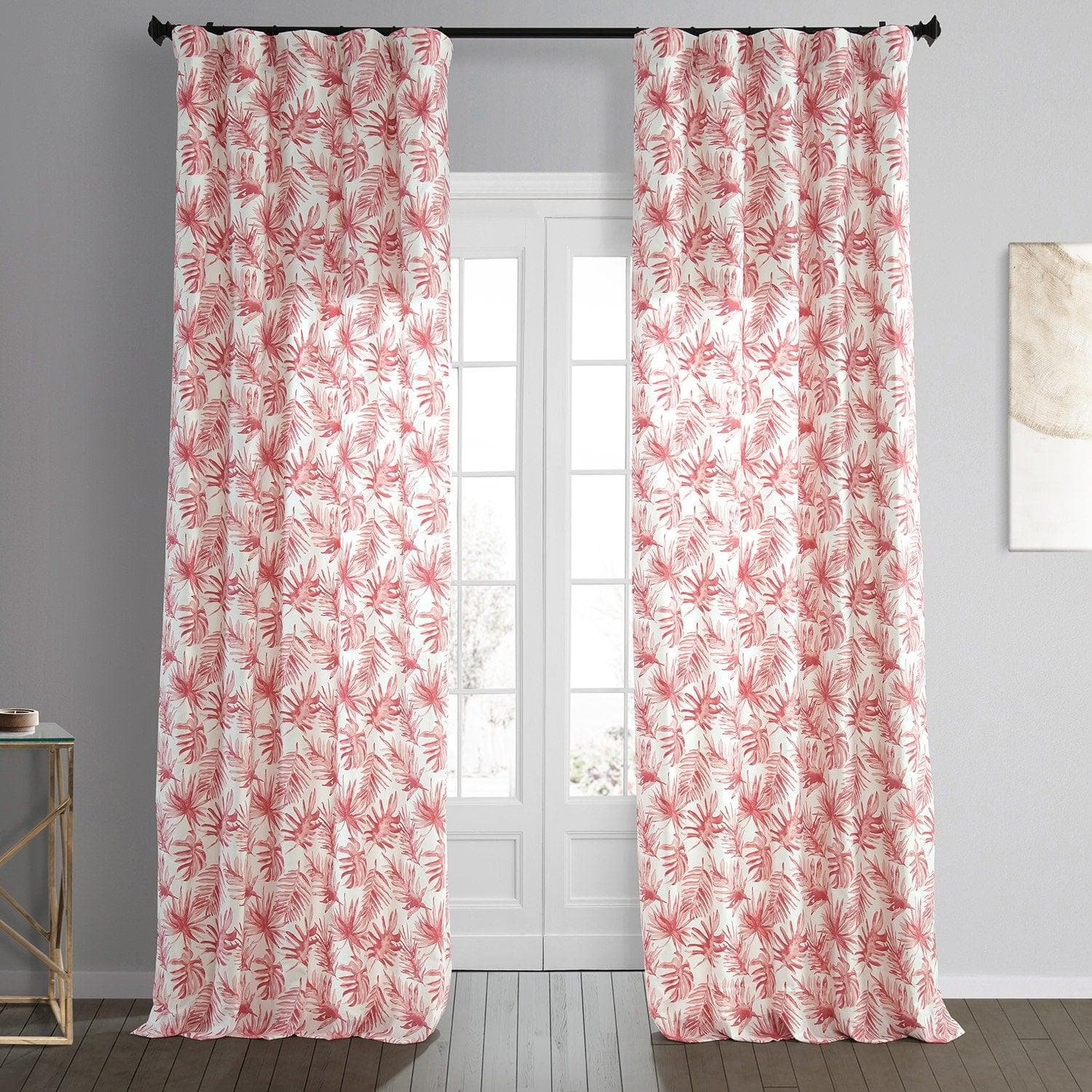 Artemis Rust Floral Printed Cotton Curtain Soft Room Darkening Drapes for Living Spaces