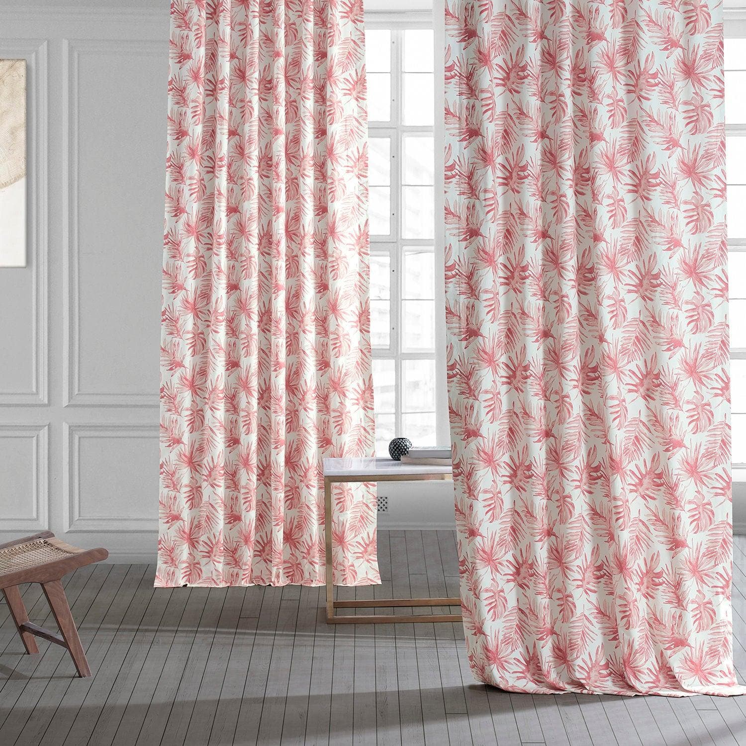 Artemis Rust Floral Printed Cotton Curtain Soft Room Darkening Drapes for Living Spaces
