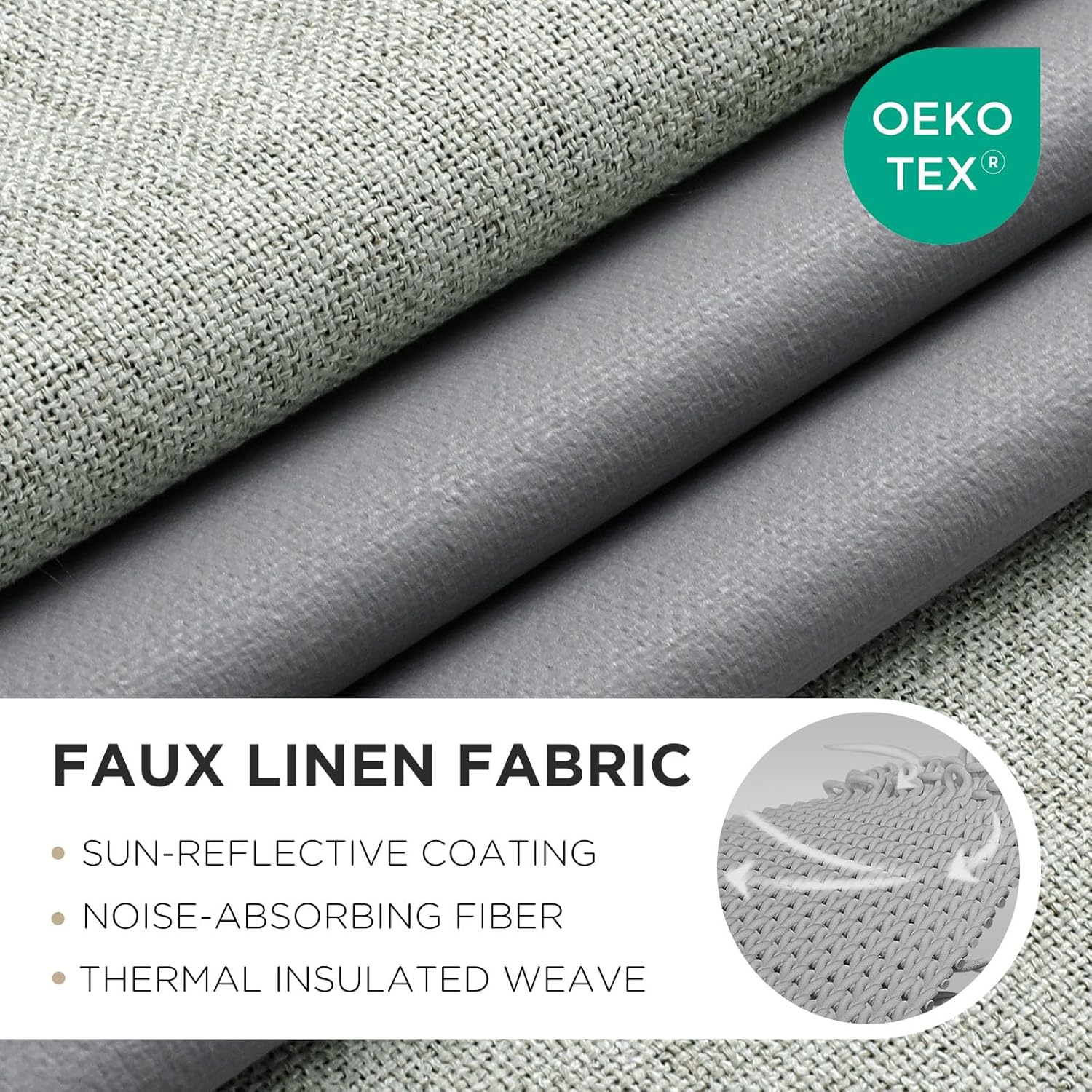 Sage Green Textured Blackout Curtains Thermal Long Drapes