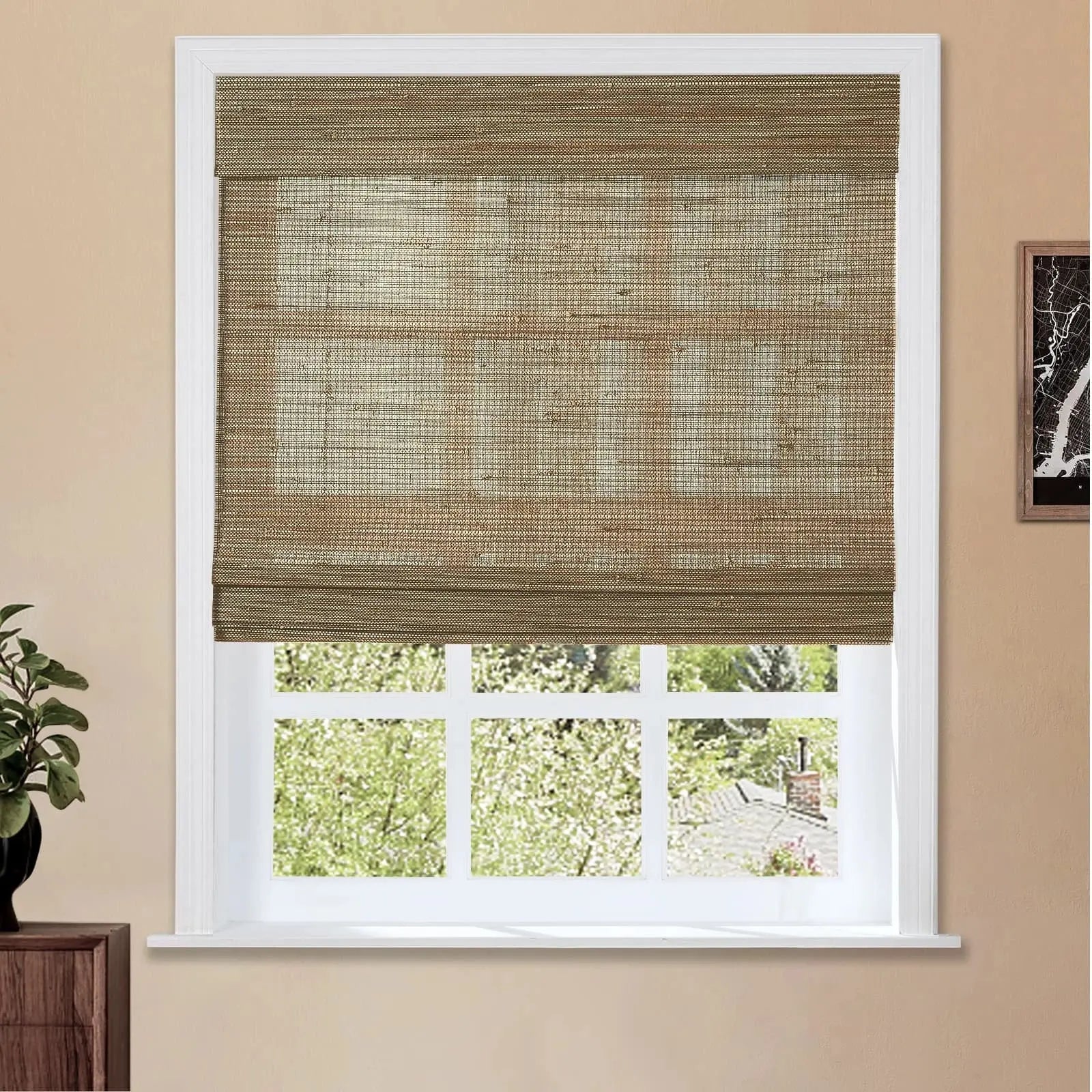 Natural Ramie Bamboo Woven Shade - Brown TWOPAGES CURTAINS
