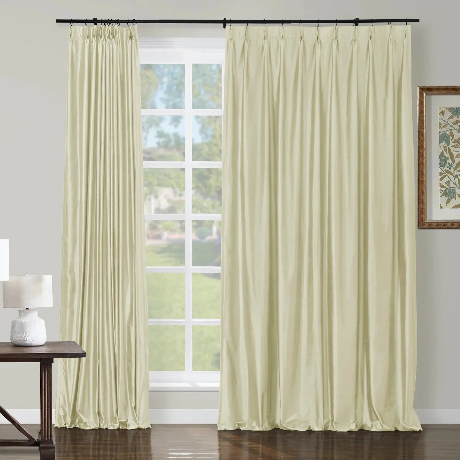 Selman dupioni silk pleated drapery with thermal insulation for elegant spaces