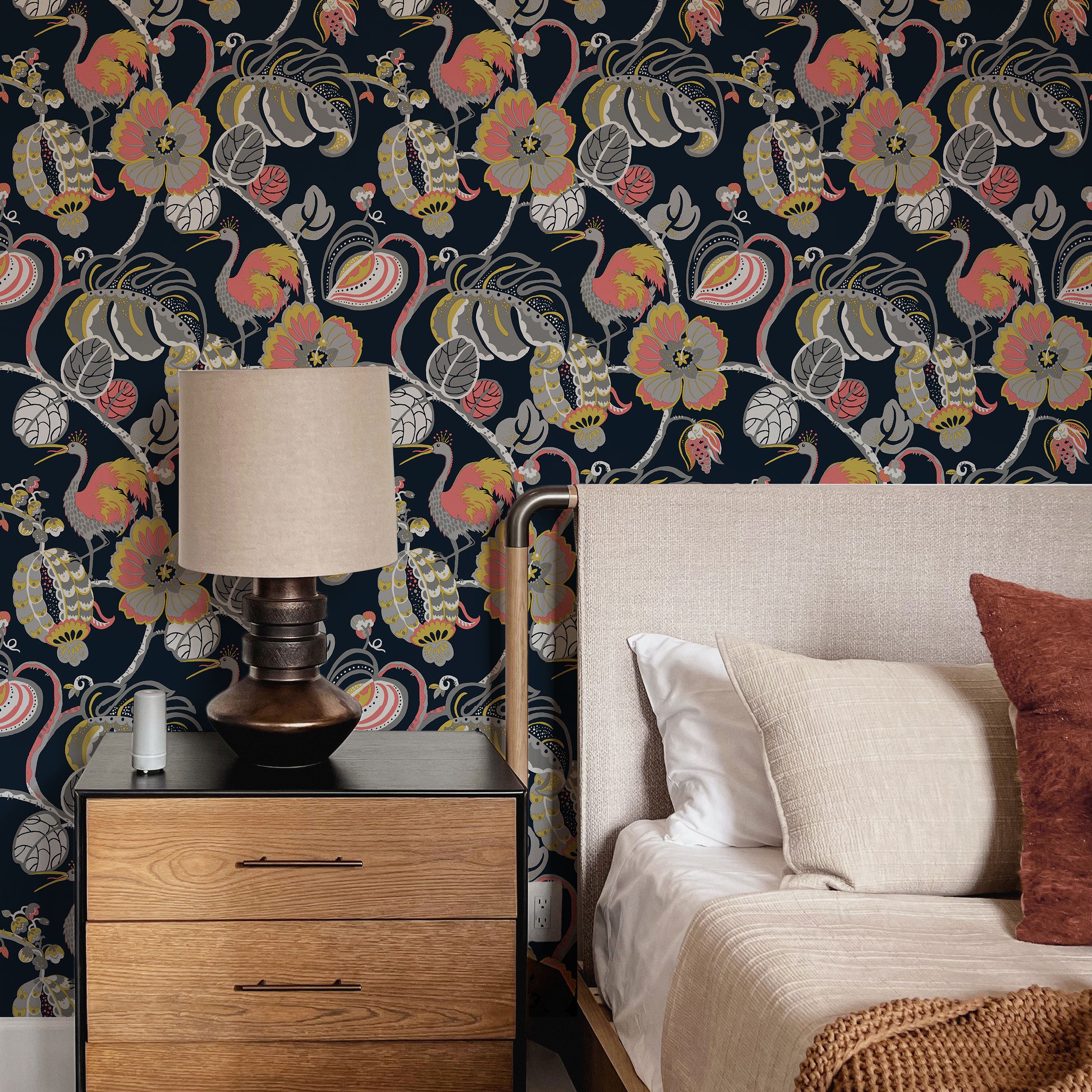 Tropical Birds and Foliage Peel and Stick Wallpaper