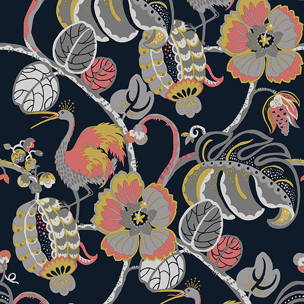 Tropical Birds and Foliage Peel and Stick Wallpaper
