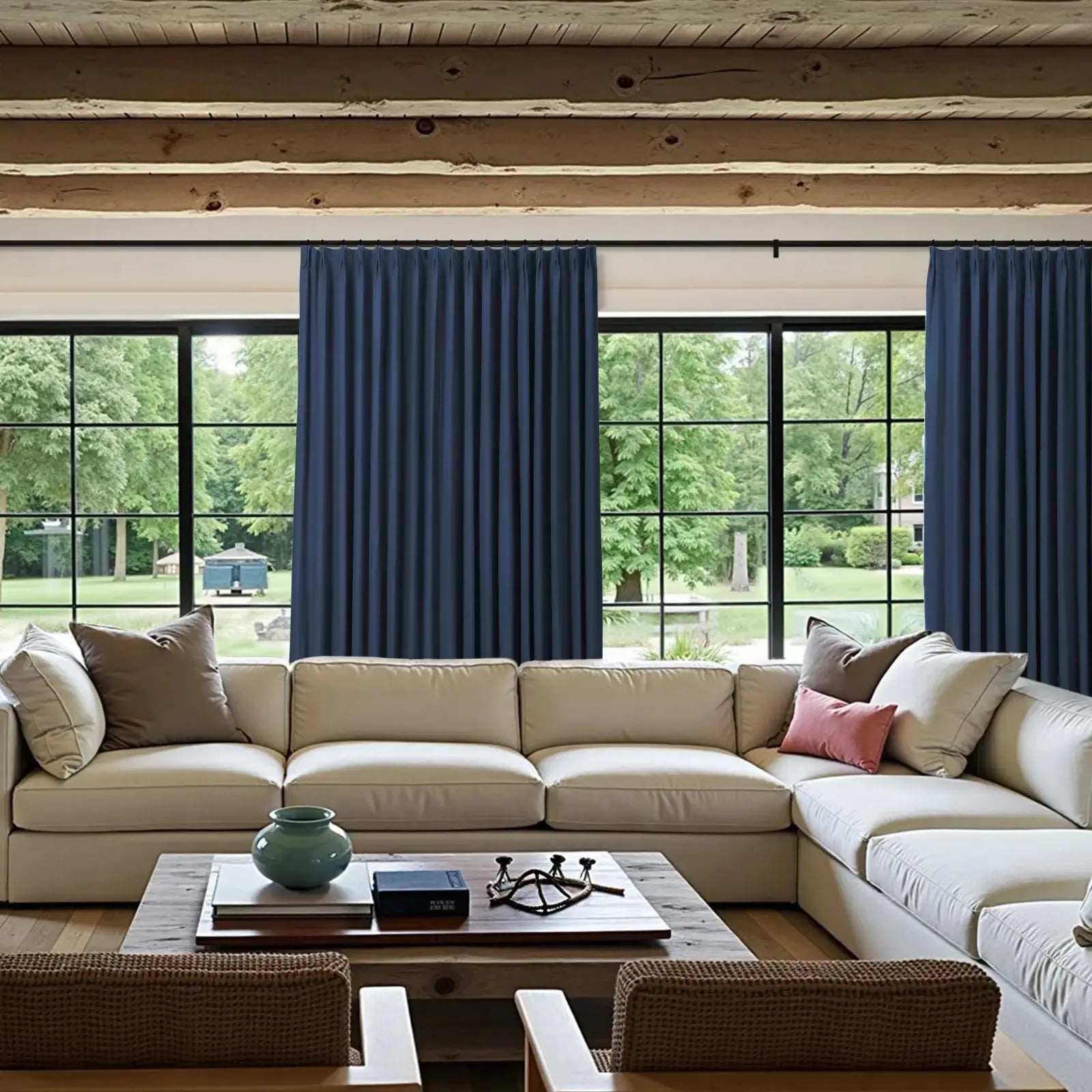 Premium velvet pleated drapery for elegant insulated interiors