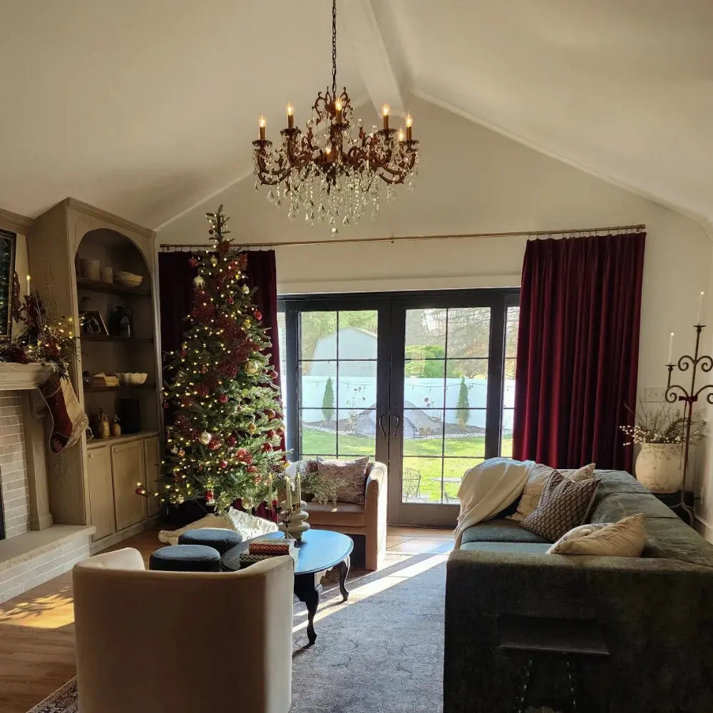 Premium velvet pleated drapery for elegant insulated interiors