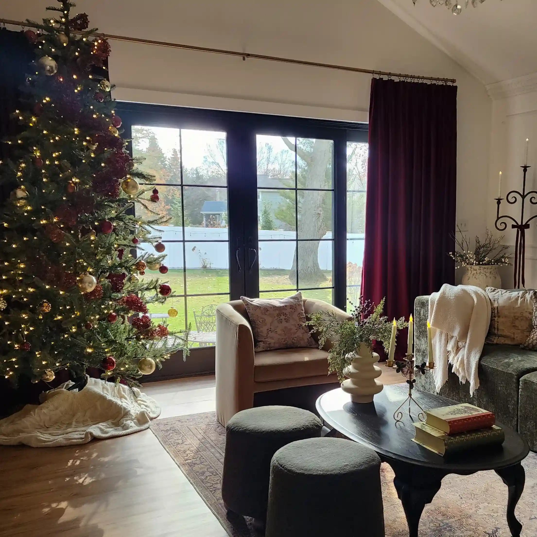 Premium velvet pleated drapery for elegant insulated interiors