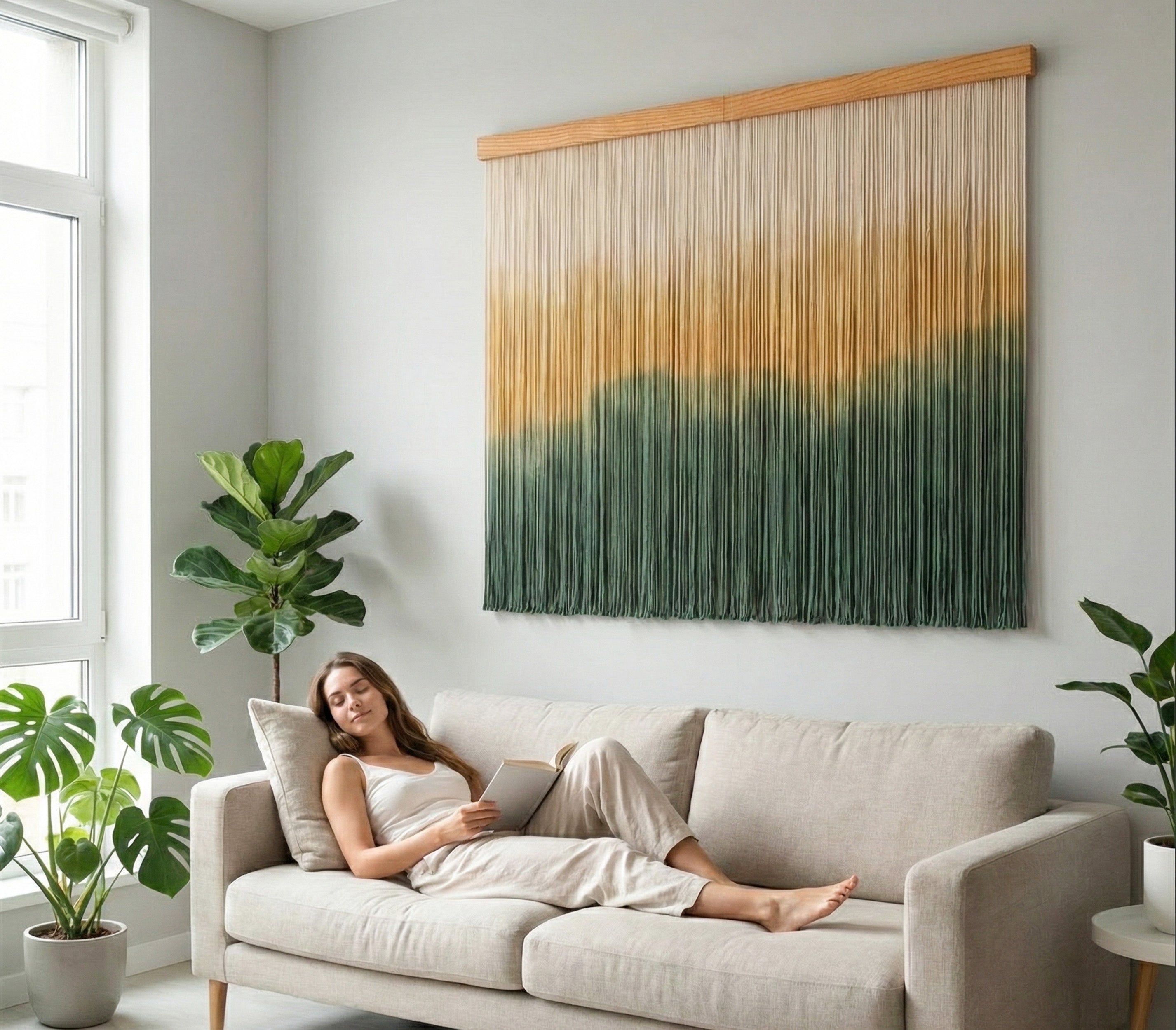 Forest Sunset Macrame Wall Hanging Rustic Boho Decor U23