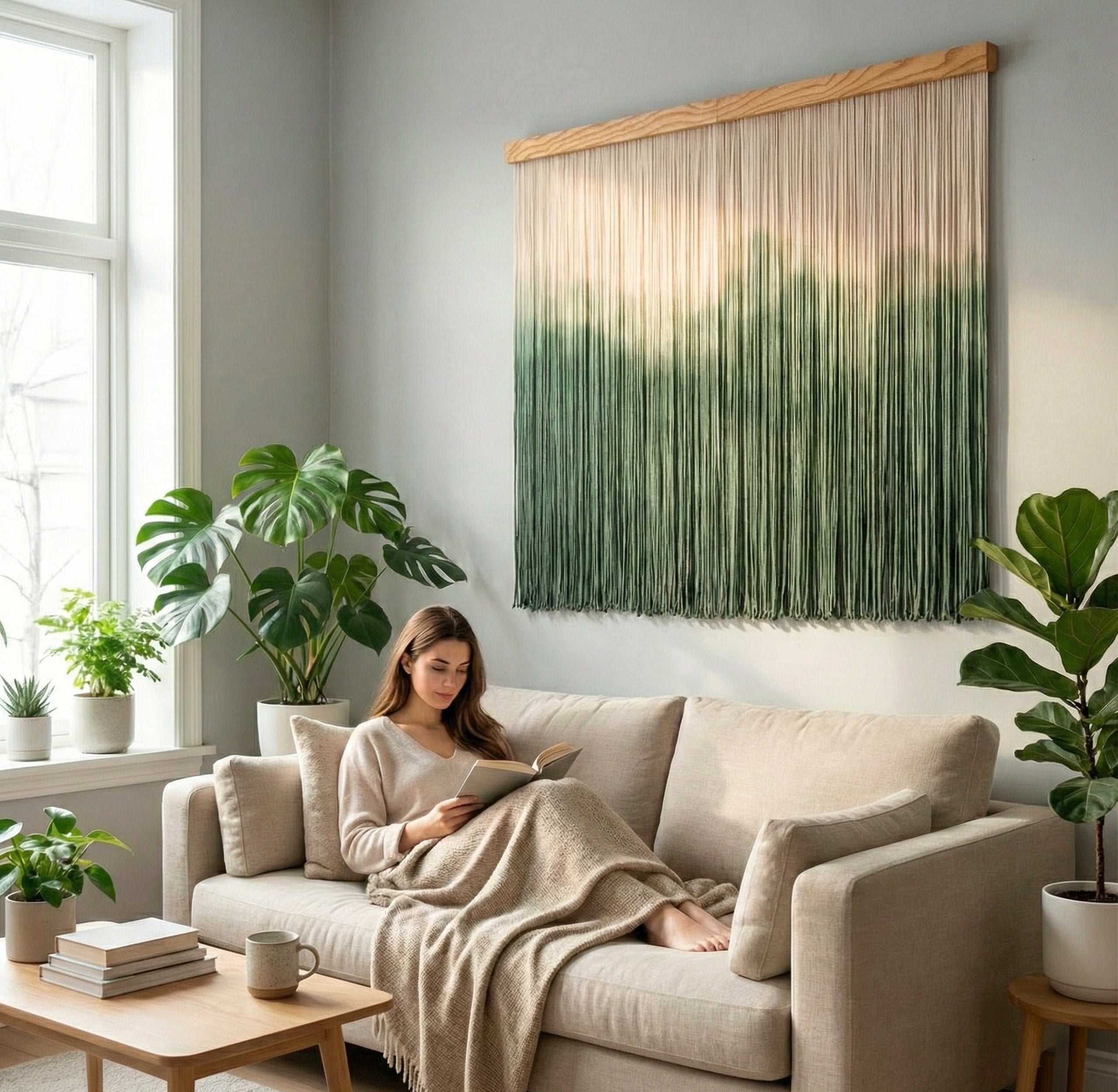 Forest Macrame Wall Hanging Rustic Boho Decor U24