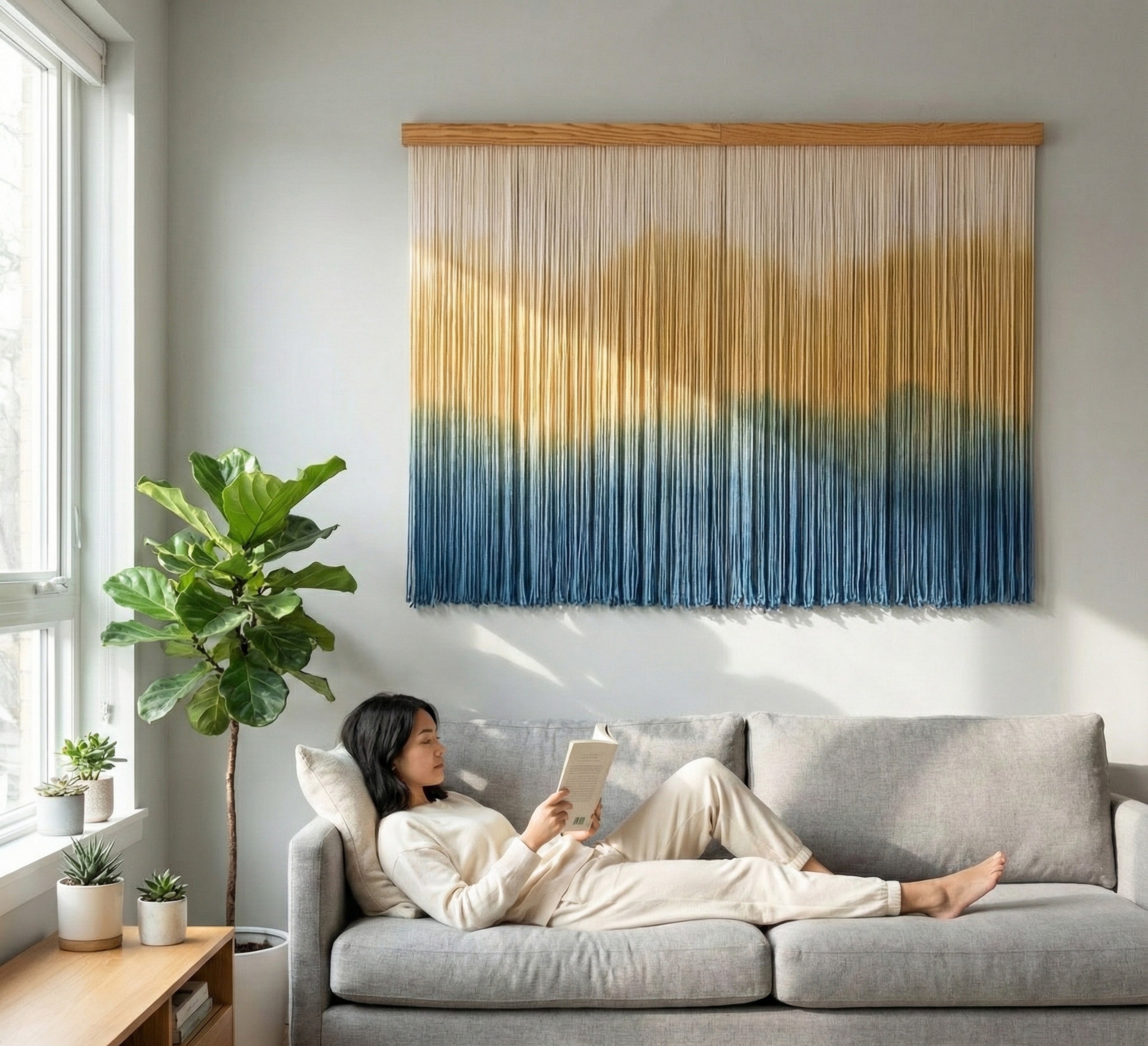 Macrame Wall Hanging Decor Boho Fiber Wall Art U25