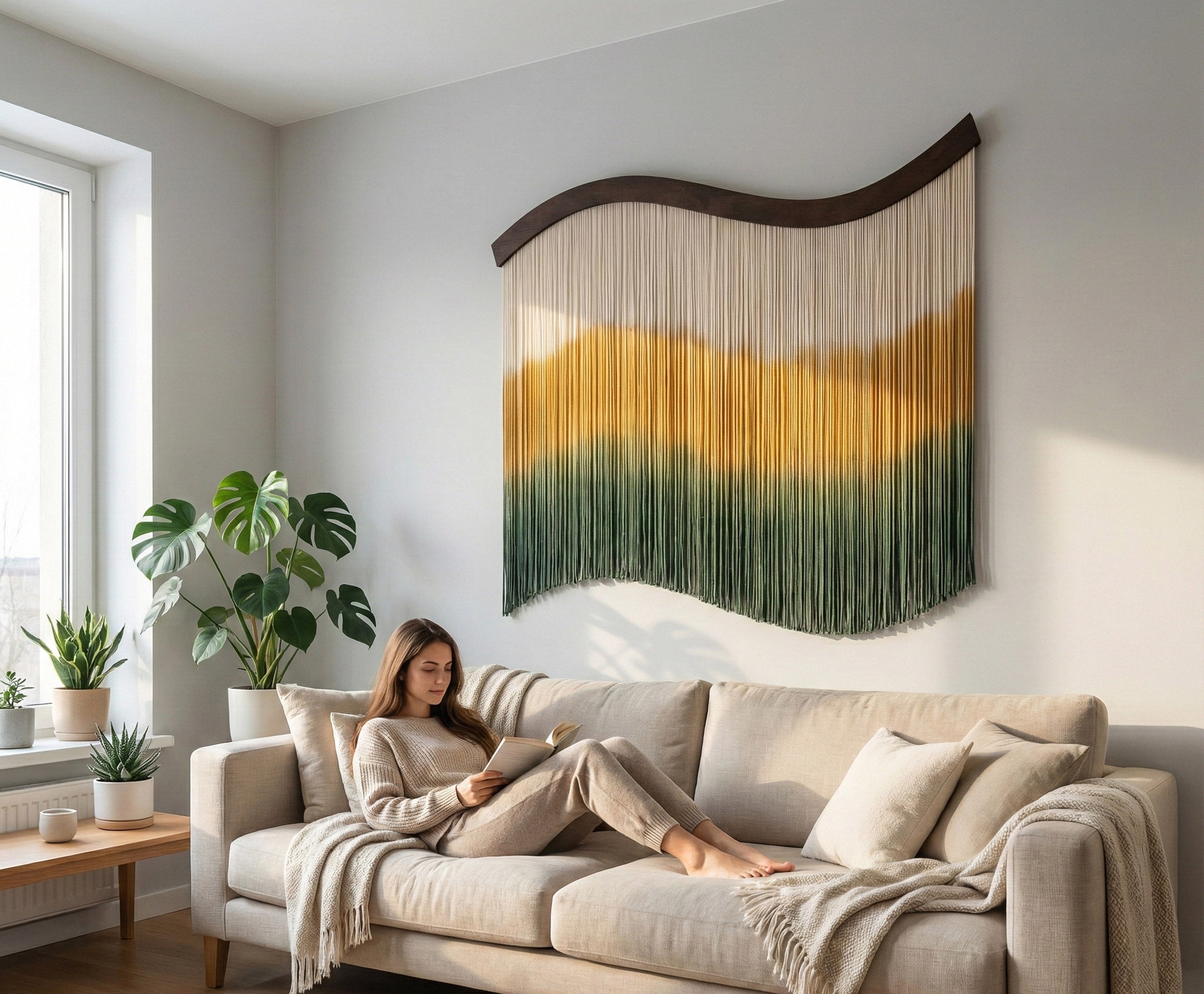 Macrame Wall Hanging Fiber Boho Decor U26