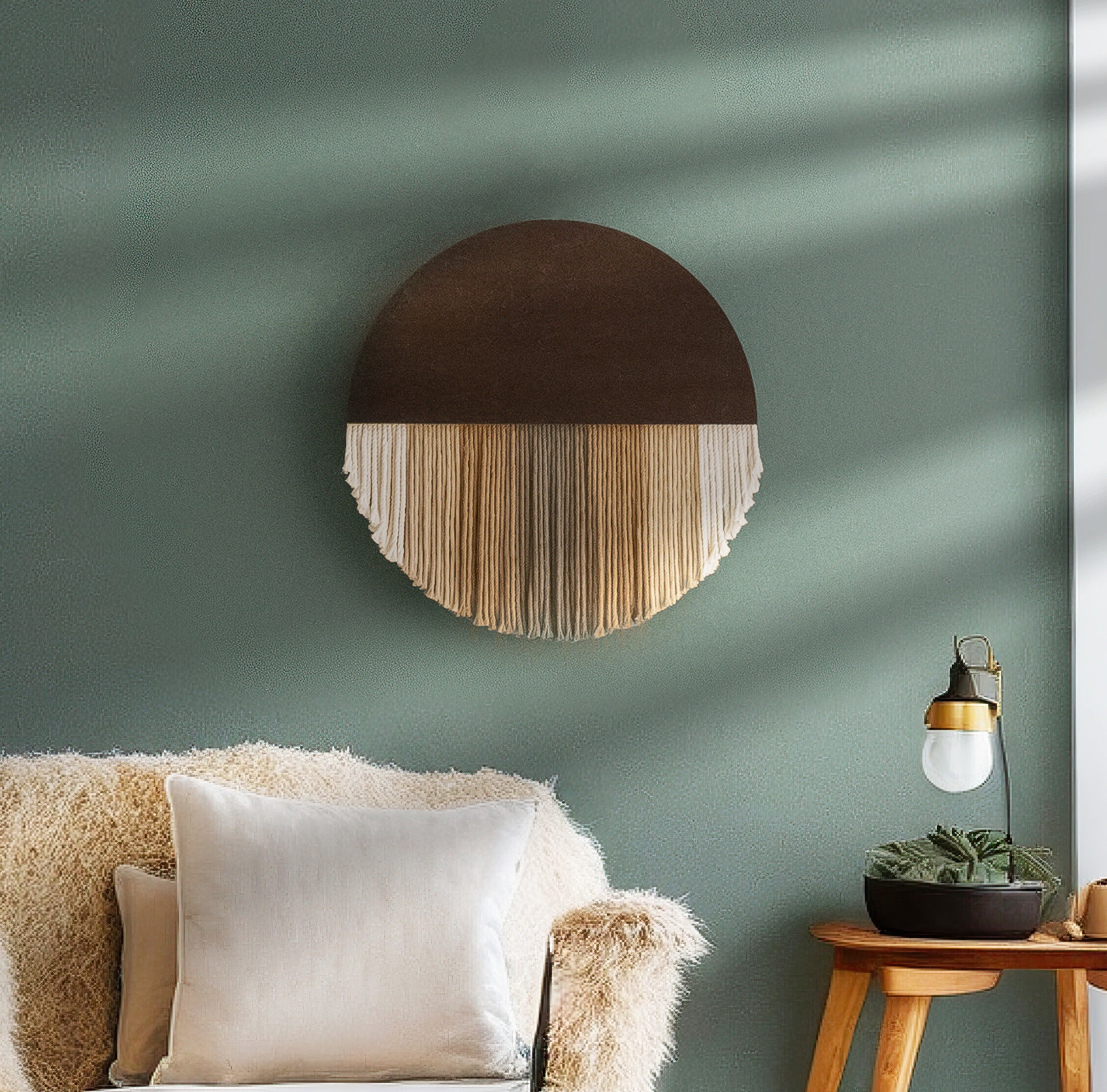 Macrame Round Moon Wall Hanging Decor V07