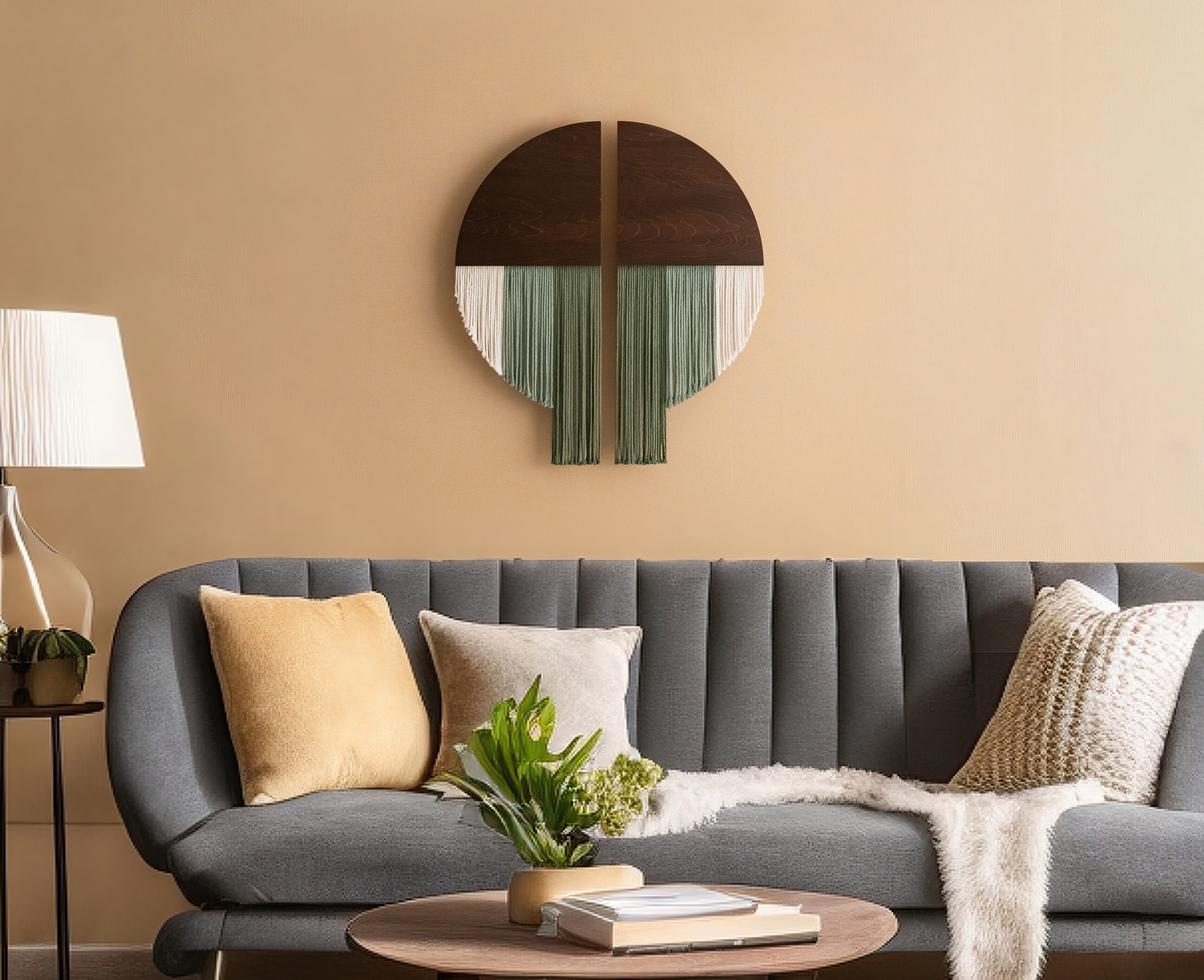 Handmade Duo Half-Circle Macrame Wall Hanging V65