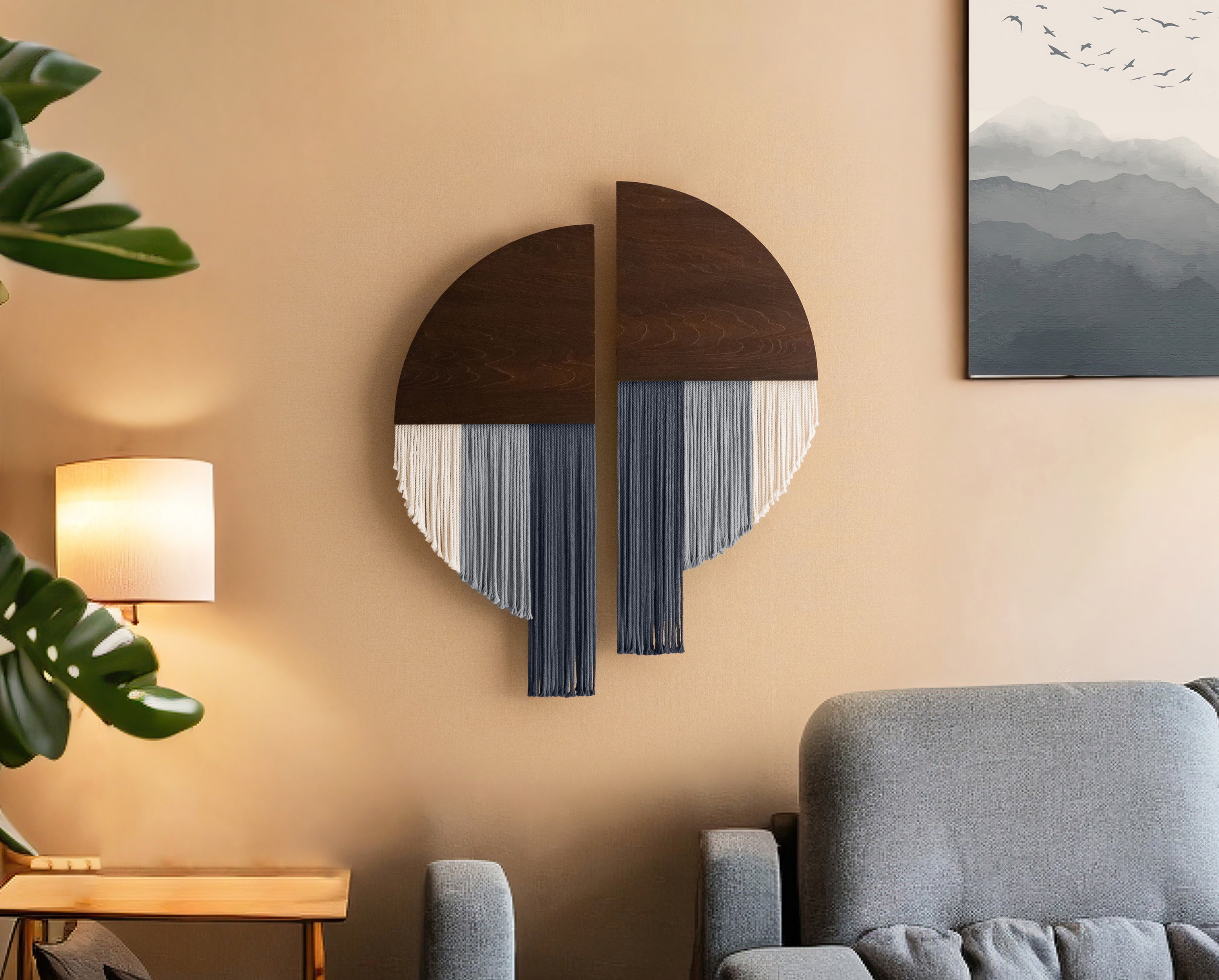 Handmade Duo Half-Circle Macrame Wall Hanging V65