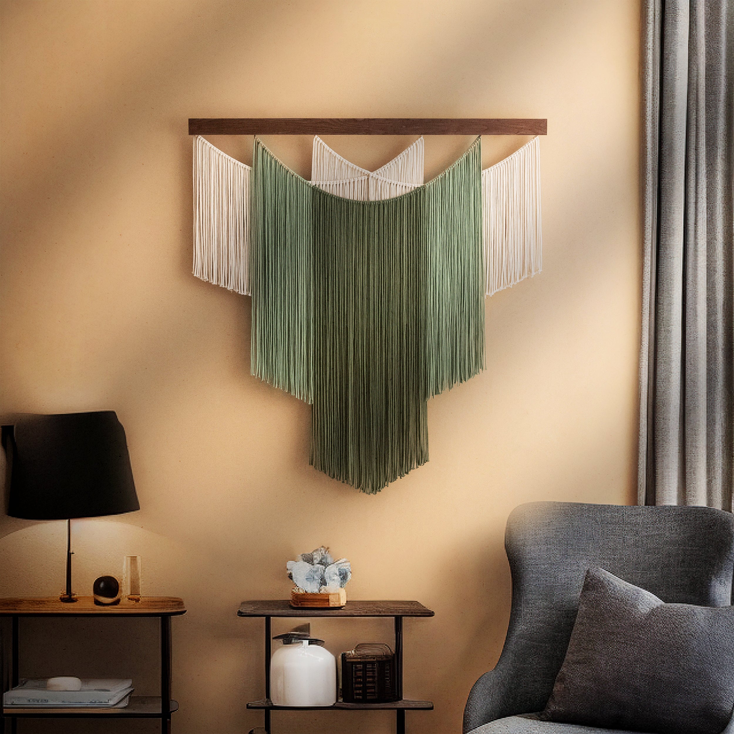 The Shield Macrame Wall Hanging – Boho Layered Fiber Wall Art V83