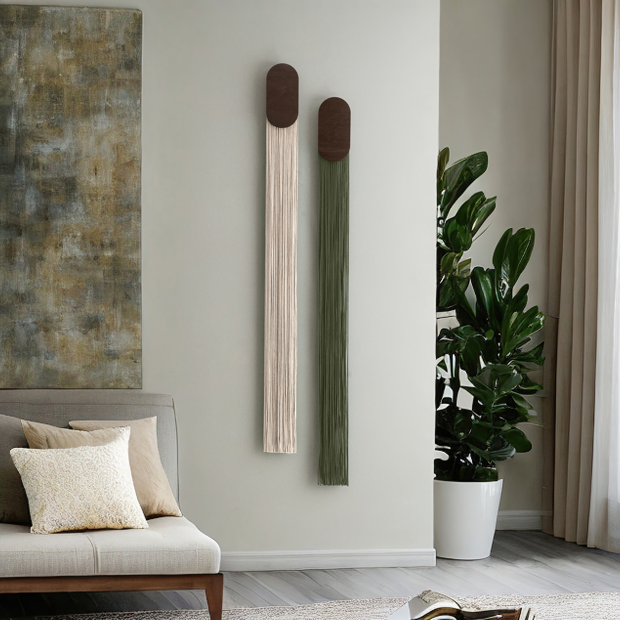 Handmade Long Minimalist Macrame Wall Hanging V84