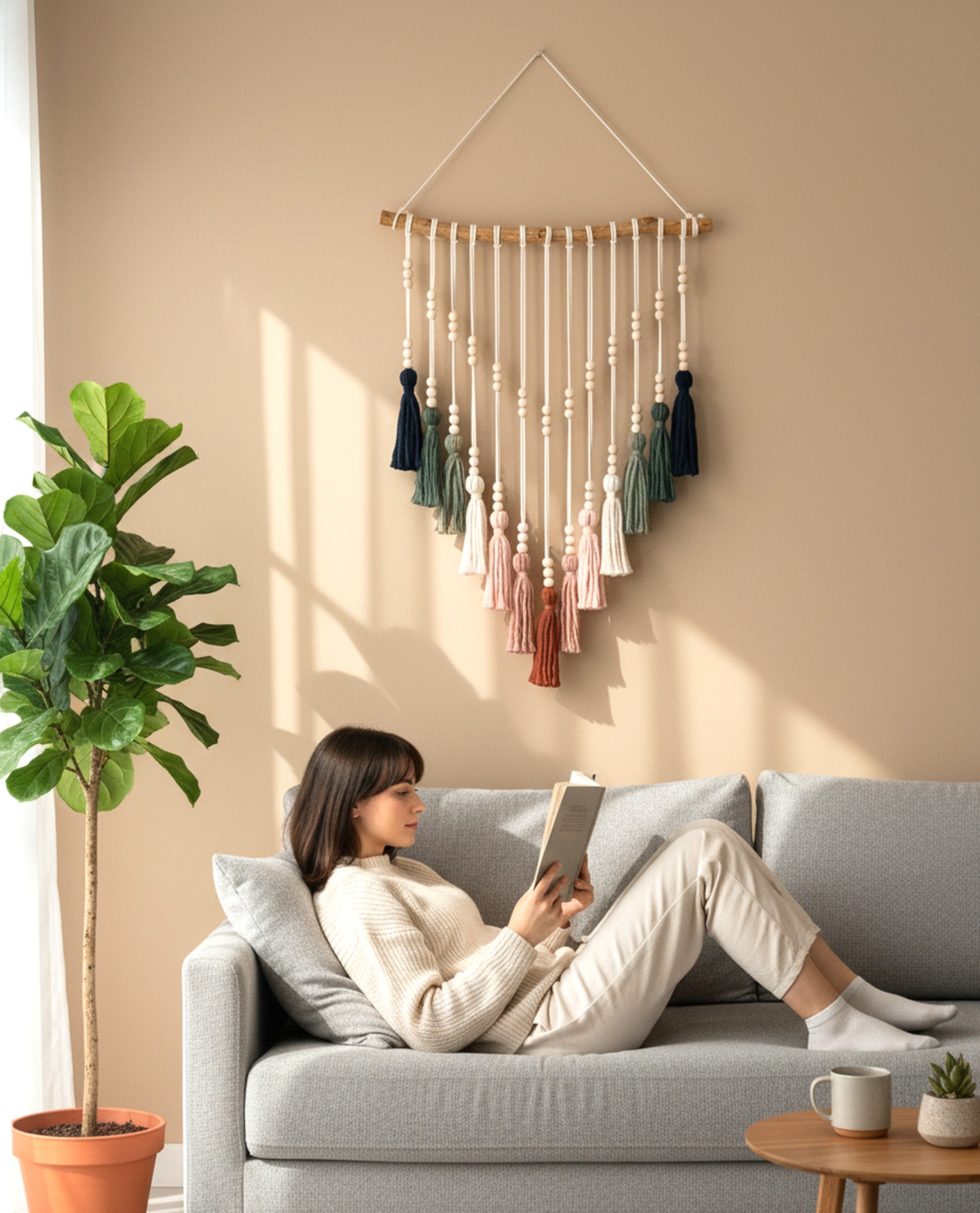 Boho Colorful Macrame Tassel Wall Hanging Decor V85